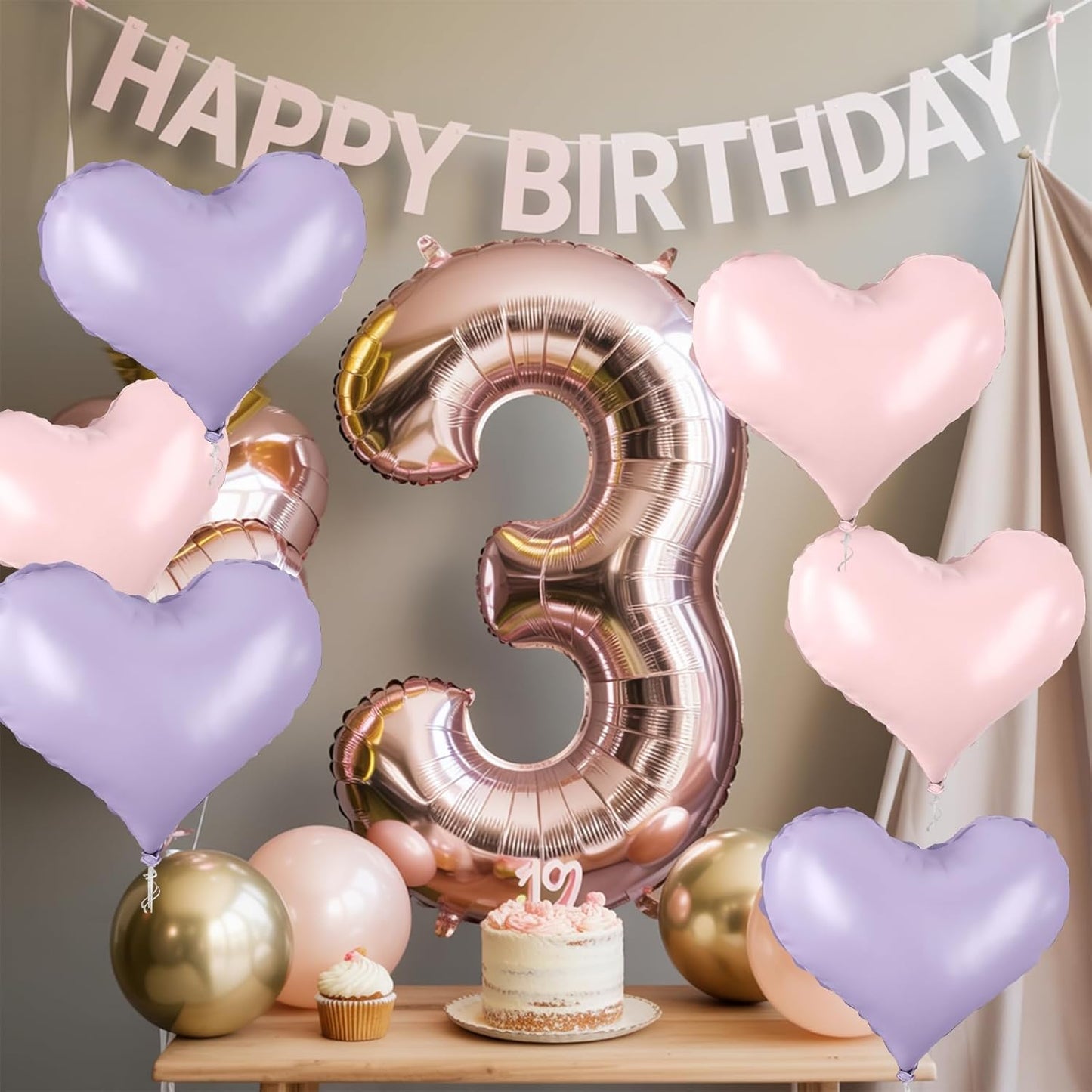 20 Inch Pink Purple Heart Balloons, 10 Pcs Baby Pink Purple Heart Shaped Foil Balloons, Pastel Helium Balloon for Valentine Bridal Shower Anniversary Wedding Birthday Party Decorations