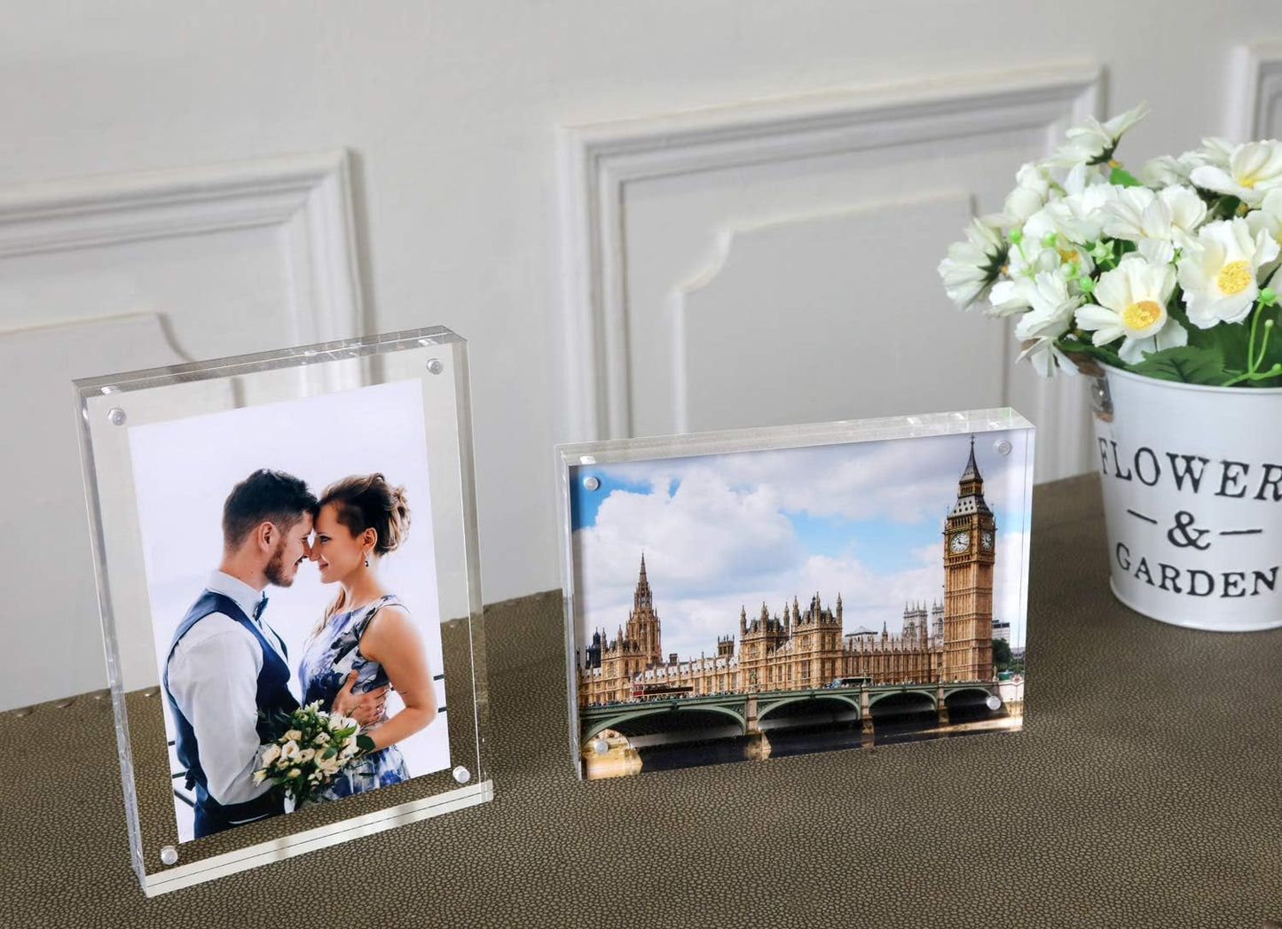 Magicool Premium Acrylic Photo Frame- Magnet Photo Frame -Double Sied Thick Desktop Frames (4x6 2 pack)