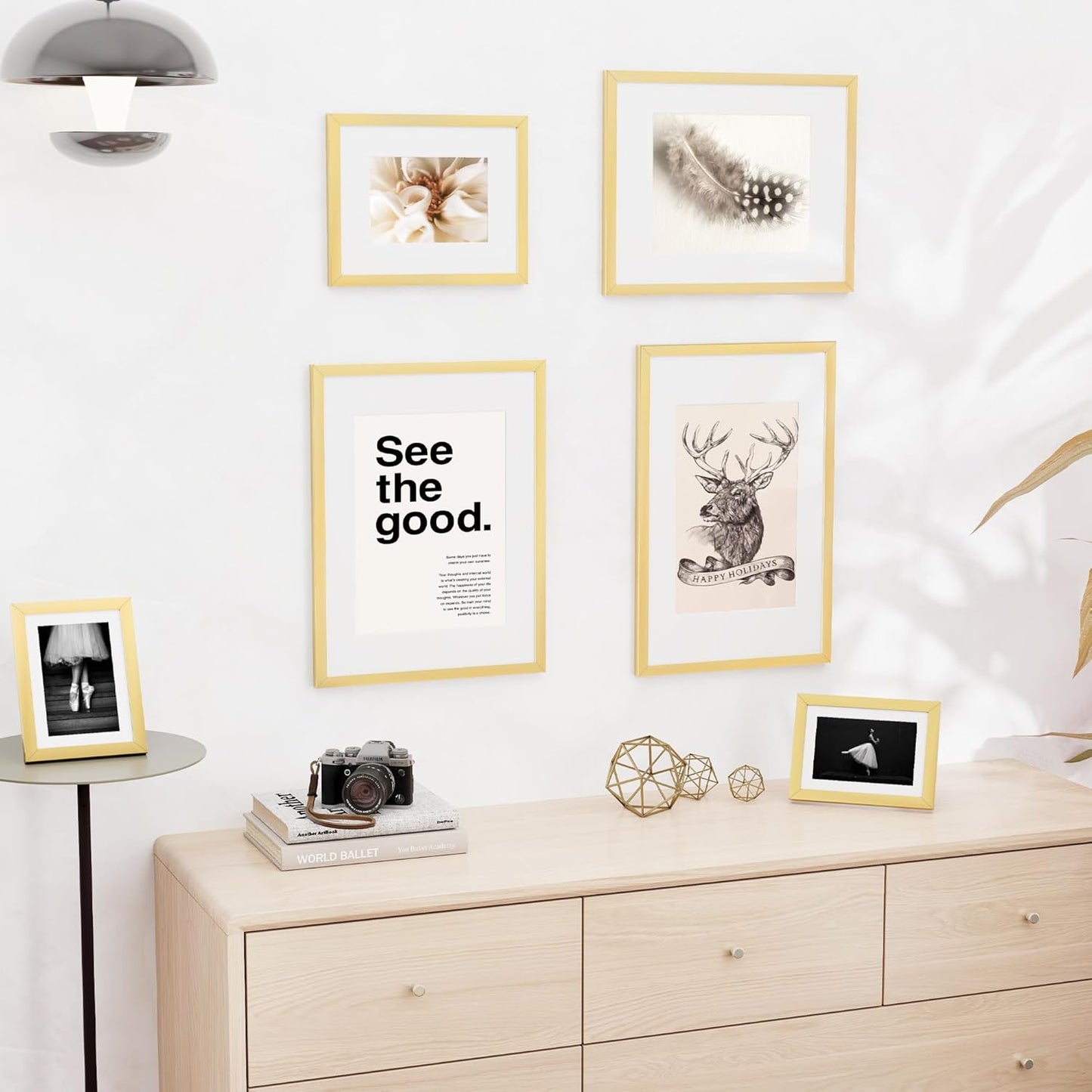 20x30 inch Picture Frame, 20x30 Photo Frames with 16x24 Removable Mat - High Definition Plexiglass - Vertical and Horizontal Display - Wall Hanging Poster Frame - Gold, 3 Pack