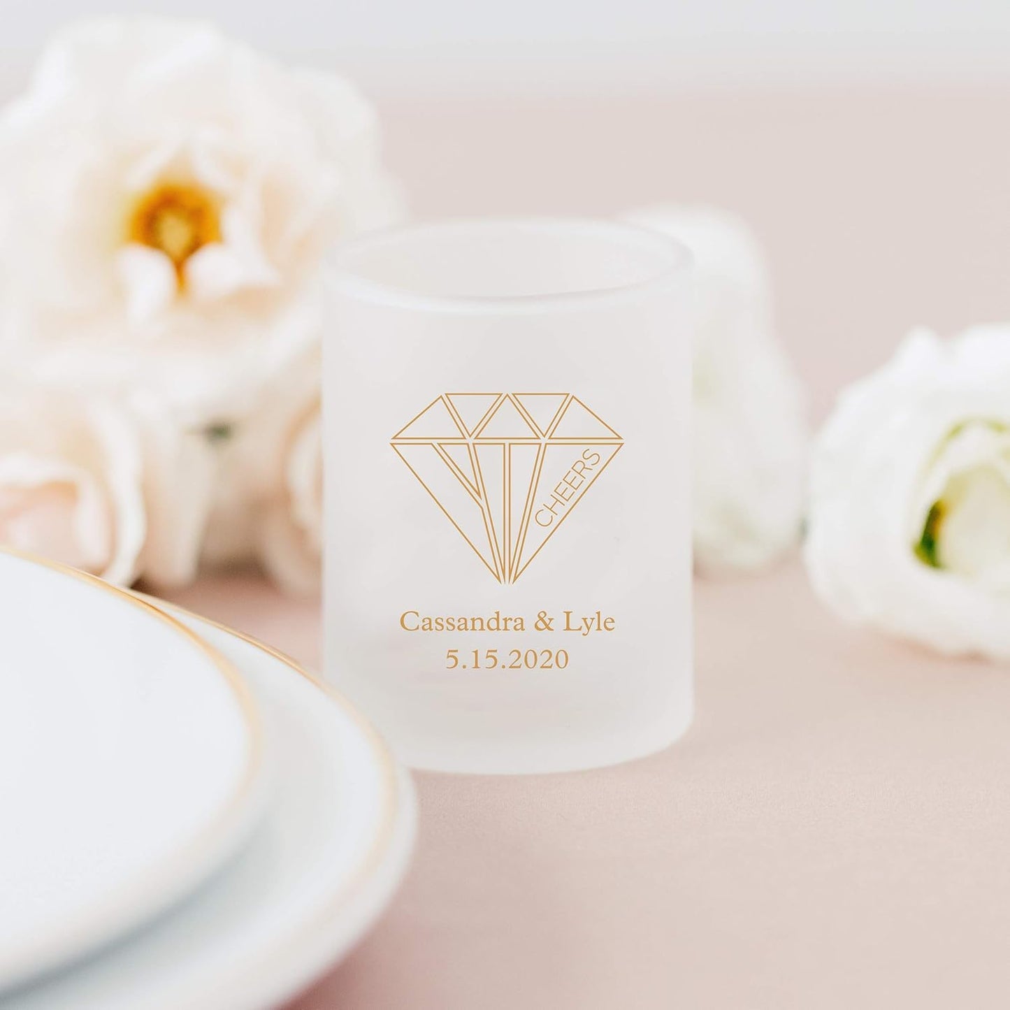 WEDDINGSTAR Personalized 3oz Frosted Shot Glass Customizable Full Color Print - 72 pack