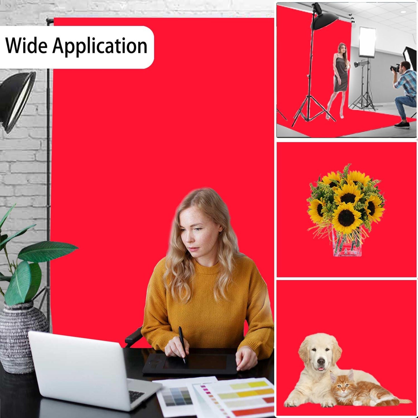 Red Photography Backdrop for Photoshoot, Photo Backdrop Curtain, Red Backdrops for Party Portrait Photoshoots Video Studio 6FTx9FT