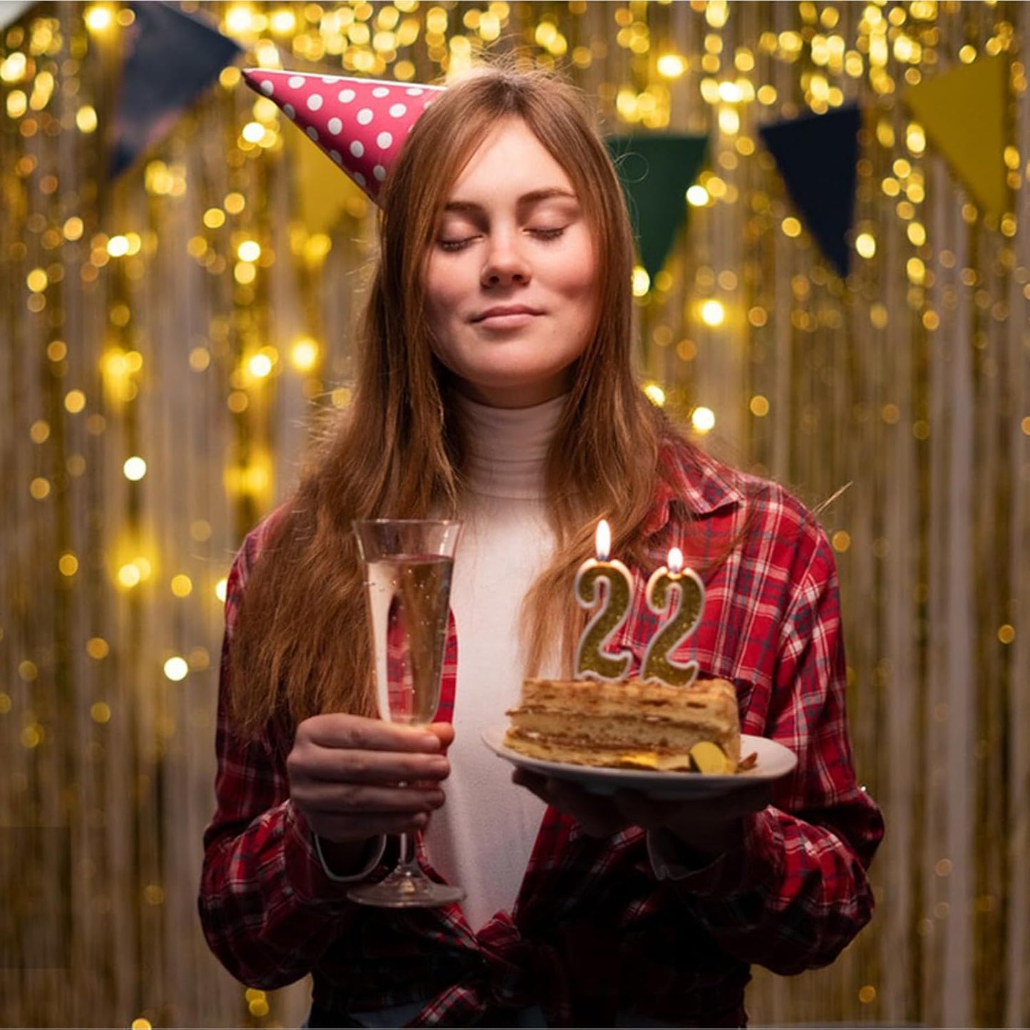 4 Pack Gold Fringe Backdrop Curtain - Gold Streamers for Golden Birthday Party Decorations