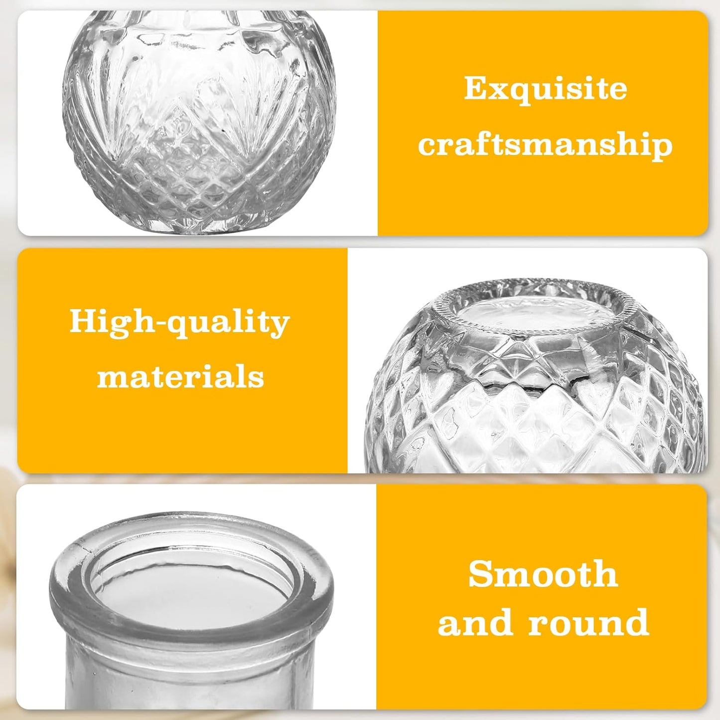 Glass Bud Vase Set of 16, Small Vases for Flowers, Mini Vintage Vase for Centerpieces, Clear Flower Vases for Wedding, Table, Party, Home Decor