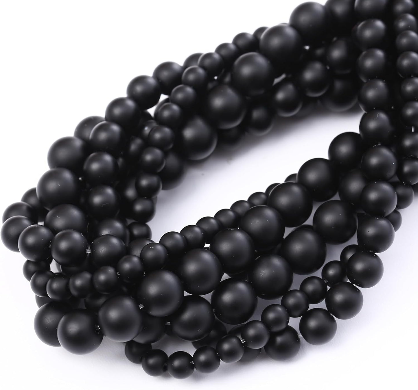 Natural Frosted Black Glass Stone Beads Gemstone Round Crystal Energy Jade Beads Stone Beads for Jewelry Making DIY Bracelet Necklace Jewelry Making 1 Strand 15.5inch 91PCS 4MM