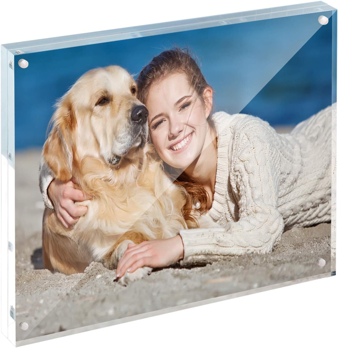 TWING 3.5x5 Inch Acrylic Picture Frame Horizontal Magnet Double Sided Photo Frame with Microfiber Cloth,12 + 12MM Thickness Clear Picture Frame Desktop Acrylic Photo Frame Display Gifts Ideal