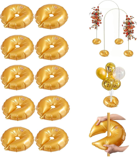 10 Pcs Gold Water Weight Bags for Arch Stand Base – Heavy Duty Fillable Backdrop Stand Weights for Wedding Party Balloon Arch, Metal Arch Frame Base, Thickened Water-Fill Bags