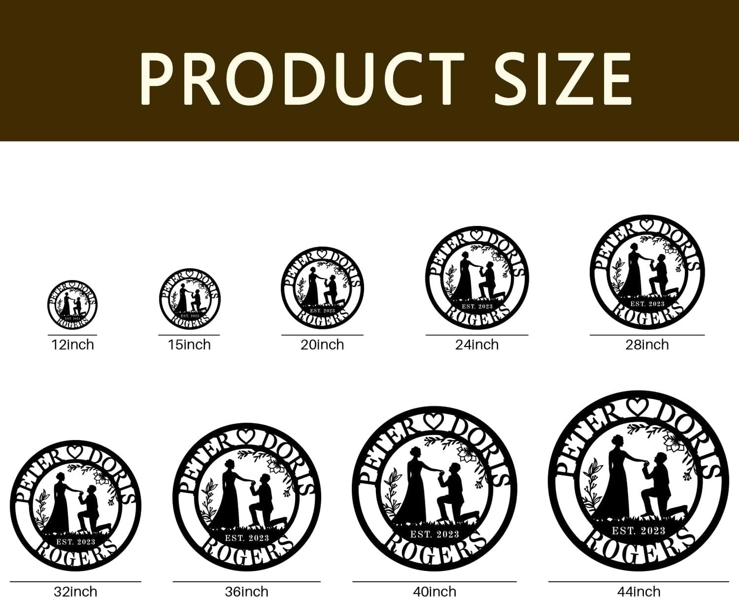 Personalized Metal Wedding Sign - Custom Name Wall Decor for Couples, Unique Wedding Gift for Newlyweds, Engagement or for Husband and Wife