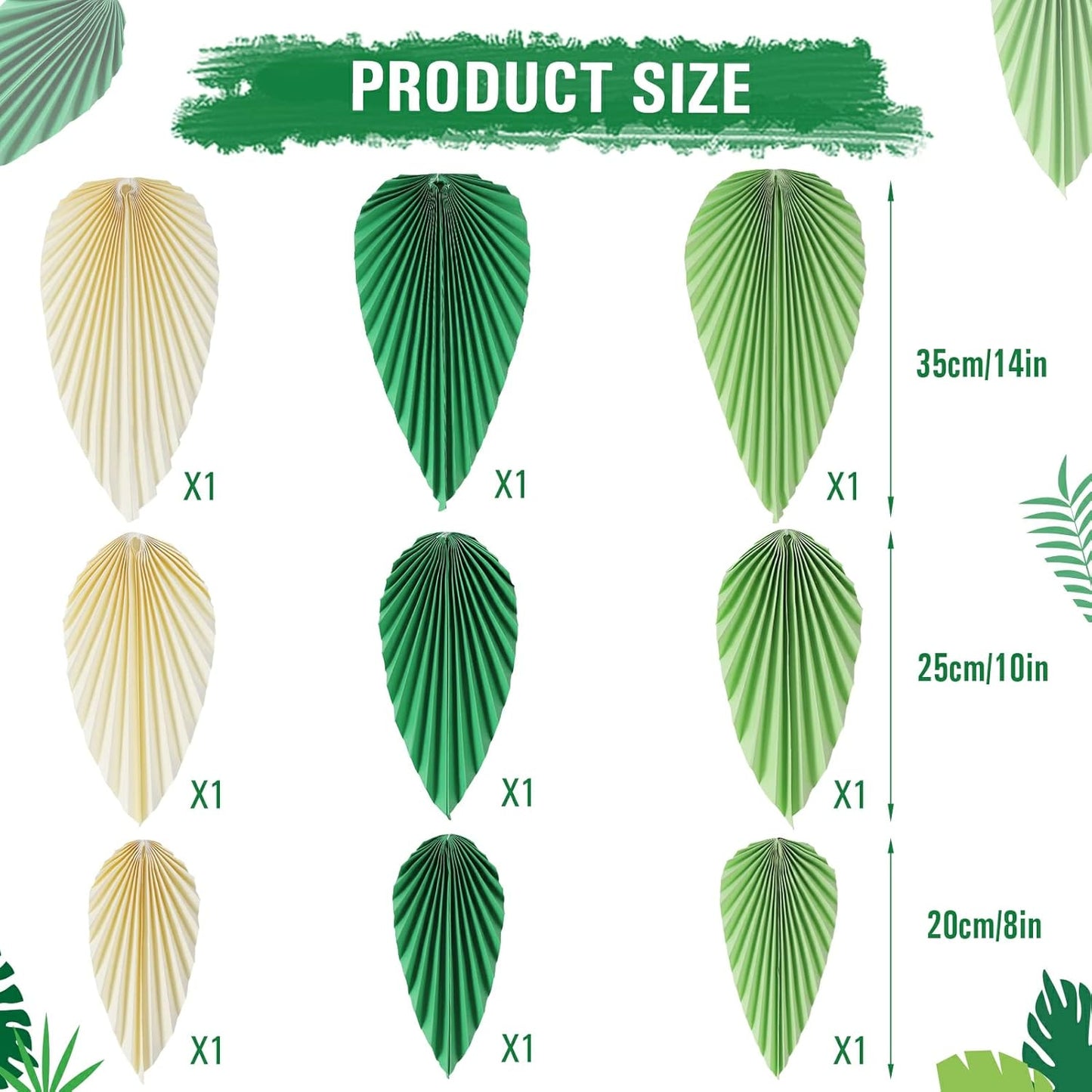 Easy Joy Paper Leaves Decorations for Wall Paper Fans Classroom Decoration Leaves Backdrop Decor Wall Decor,Set of 9