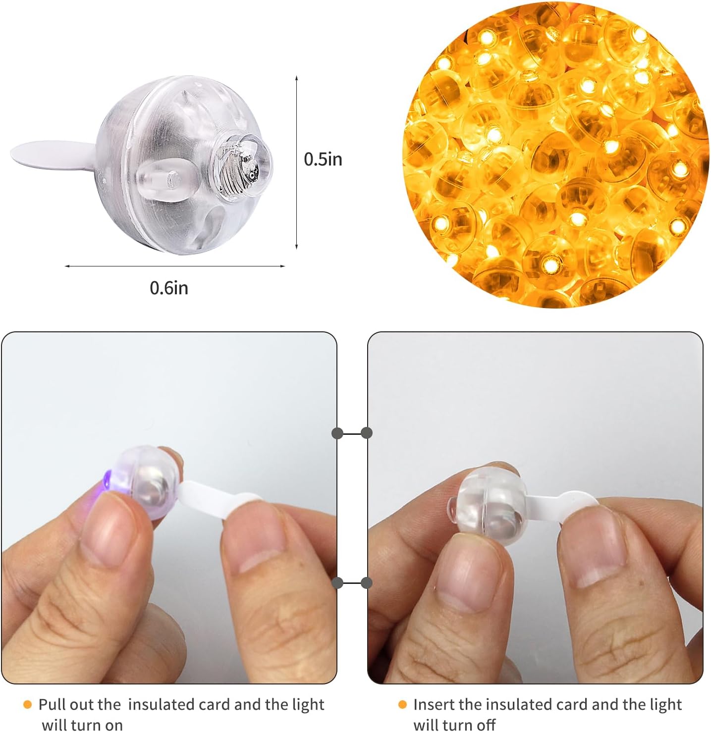 Aogist 100pcs Balloon Lights,Long Standby Time Waterproof Twinkle Mini Light,Battery Powered,Round LED Ball Lamp for Balloon Paper Lantern Party Wedding Christmas Halloween Decorative,Orange-Flash