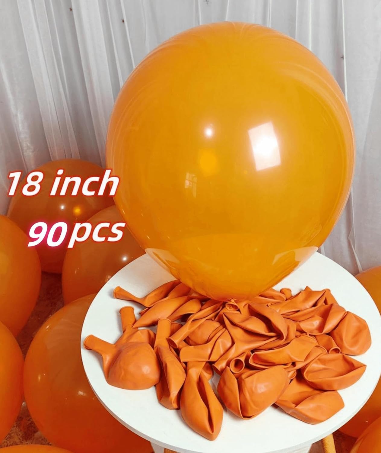 90 Pack Orange Balloons 18 inch Orange Latex Party big Balloon Bulk for Various Party Events Decorations