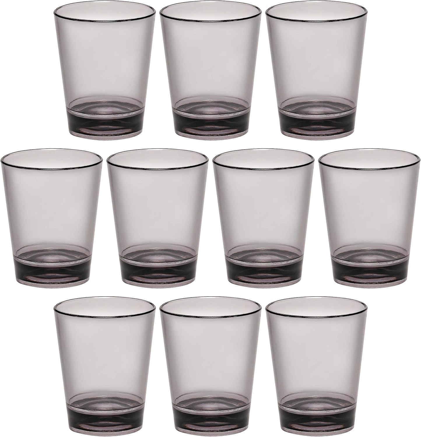 DISCOUNT PROMOS Translucent Plastic Shot Glasses 1.5 oz. Set of 10, Bulk Pack - Acrylic, Great for Wedding, Party, Birthday, Gifts - Charcoal