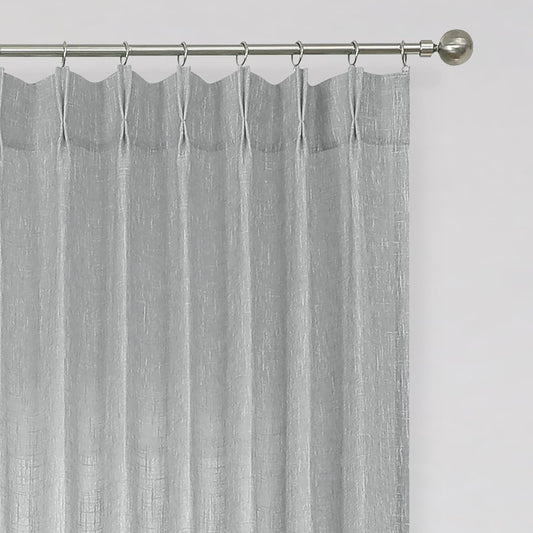 Vision Home Gray Pinch Pleated Semi Sheer Curtains Textured Light Filtering Window Curtains 63 inches for Living Room Bedroom Silver Grey Pinch Pleat Drapes with Hooks Back Tabs 2 Panels 40" Wx63 L