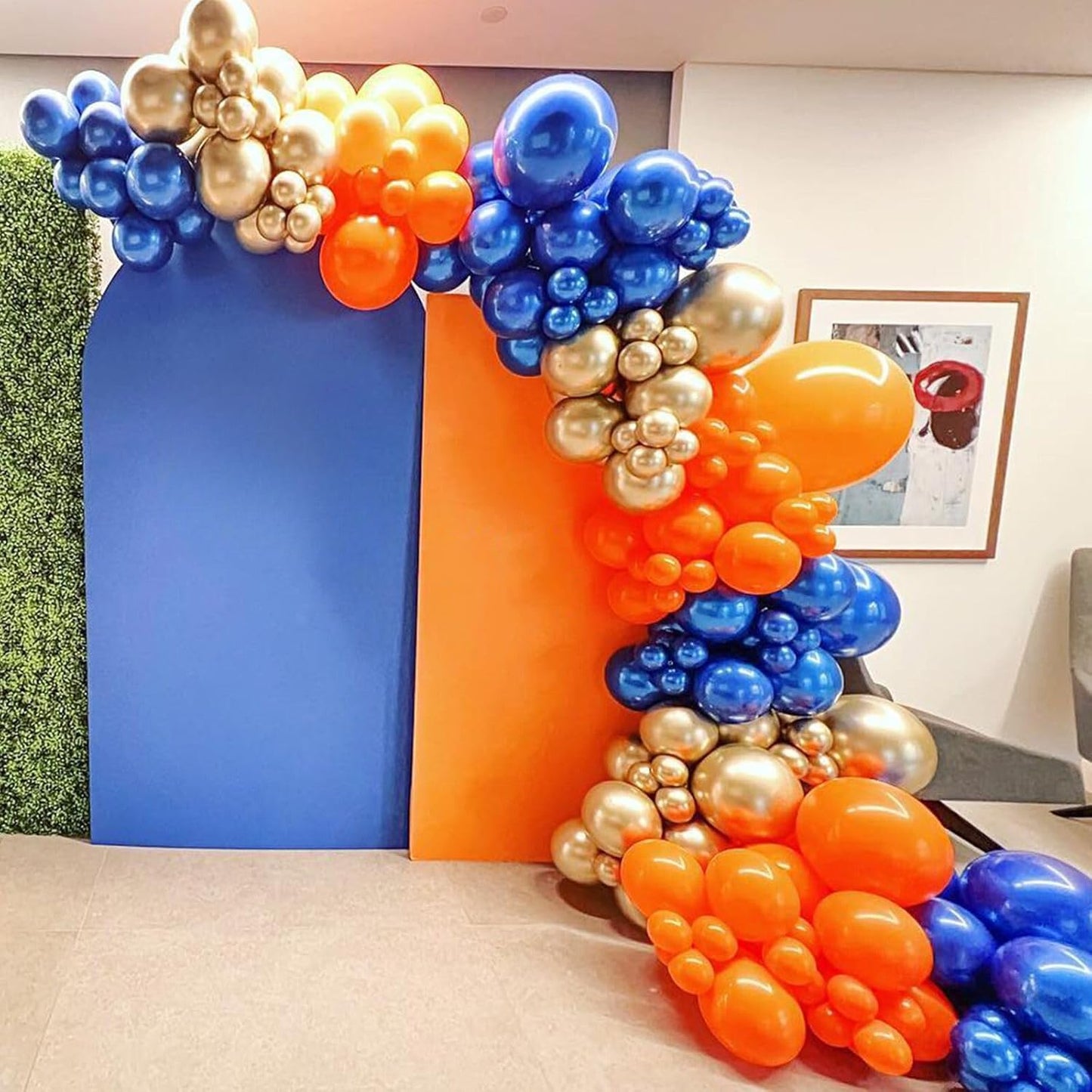 Orange and Blue Balloons, 52 PCS 12 Inch Royal Blue Chrome Gold Birthday Balloons with Confetti Balloon, Birthday Balloon Party Decorations for Engagement Graduation Thanksgiving
