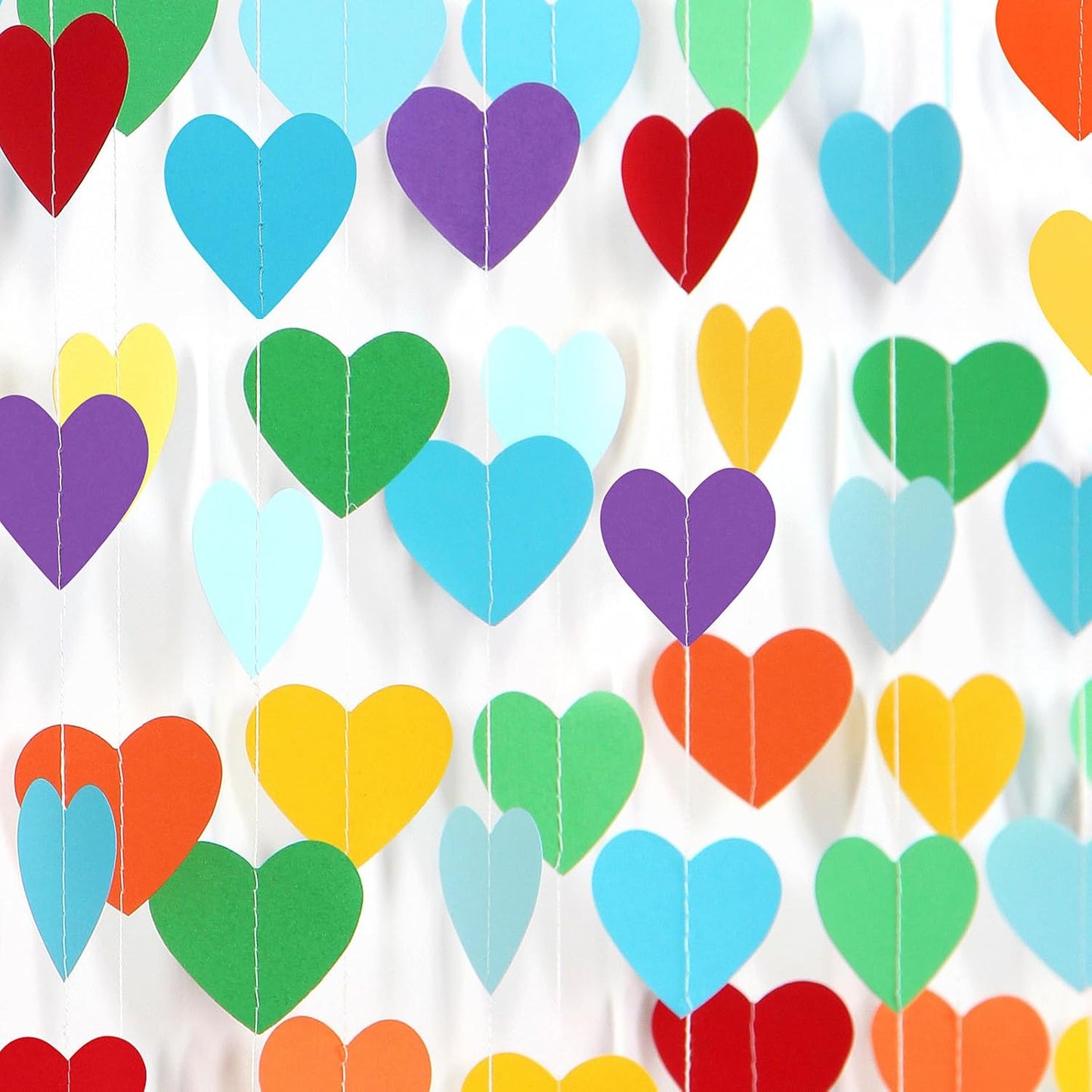 Rainbow Colorful Party-Decorations Heart Garland - 52ft Red Orange Yellow Green Blue Purple Streamers Banner,Boy Girl Kids Birthday Supplies Baby Shower Wedding Welcome Back to School Decor Panduola