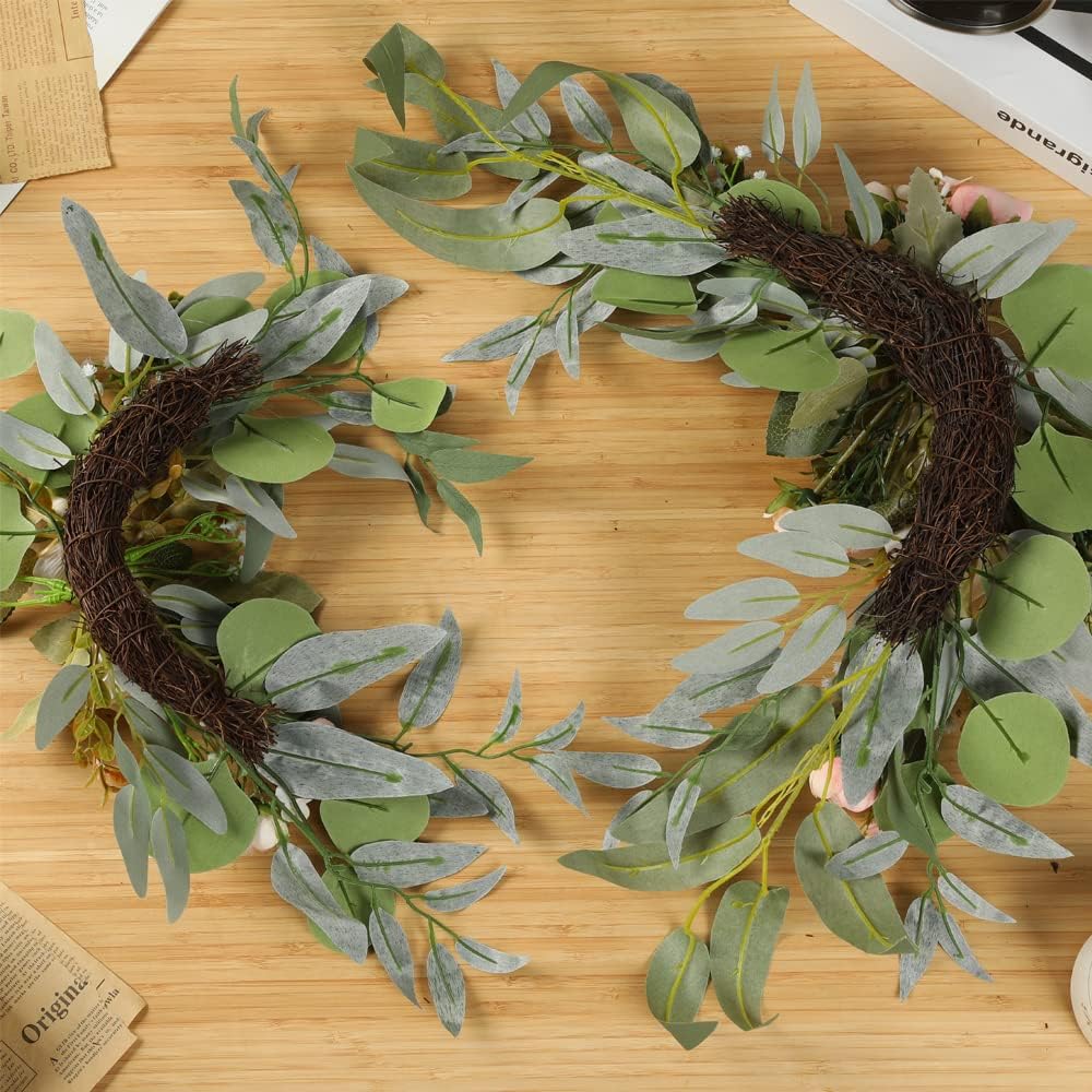 H&W 2pcs Artificial Wedding Arch Flowers for Sign, Floral Swag Dusty Decor for Reception Ceremony Backdrop Sweetheart Table(White Rose)