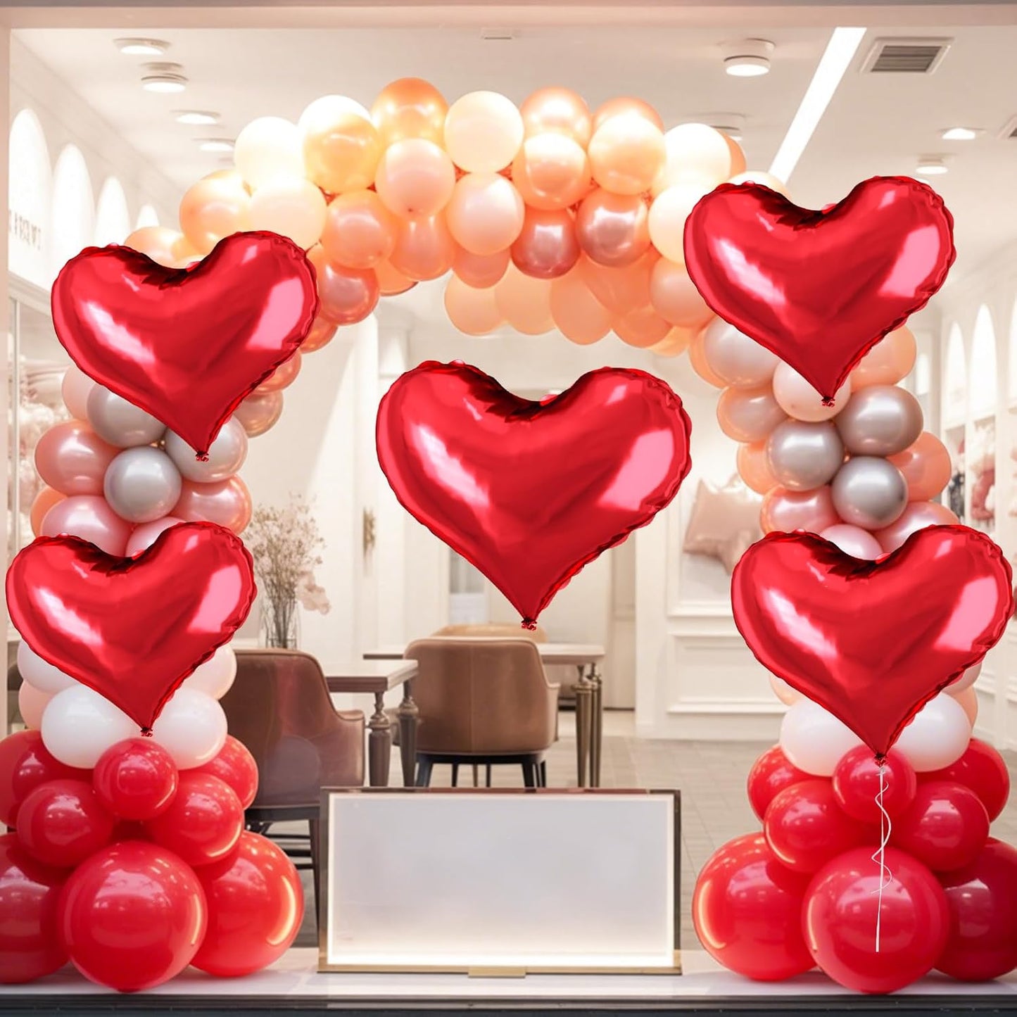 24 Inch Red Heart Balloons, Heart Shaped Valentines Foil Balloons, Red Love Helium Balloon for Valentines Day Bridal Shower Anniversary Wedding Birthday Engagement Party Decorations