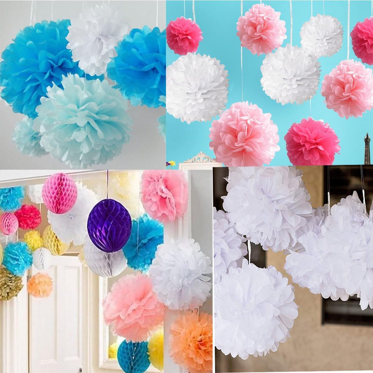 10pcs 10in Paper Pom Poms Burgundy Tissue Paper Balls Wedding Party Flower Decorations DIY Art Craft Blooms for Birthday Baby Shower Nursery Decor