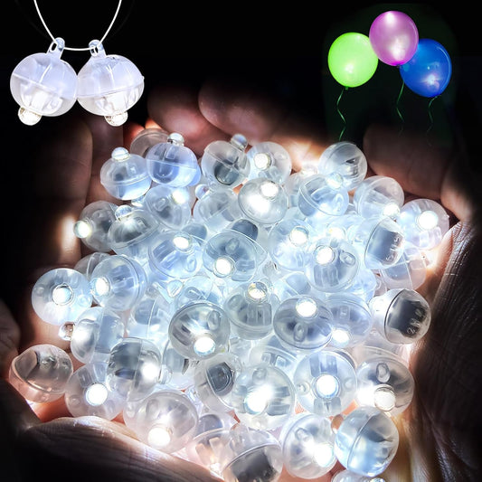 ZGWJ 100Pcs Balloon Lights with Lanyard, Long Standby Time Mini Ball Lights for Party Decorations, Paper Lantern, Easter Eggs, Birthday Party, Halloween Christmas Decoration (Glow steadily White)