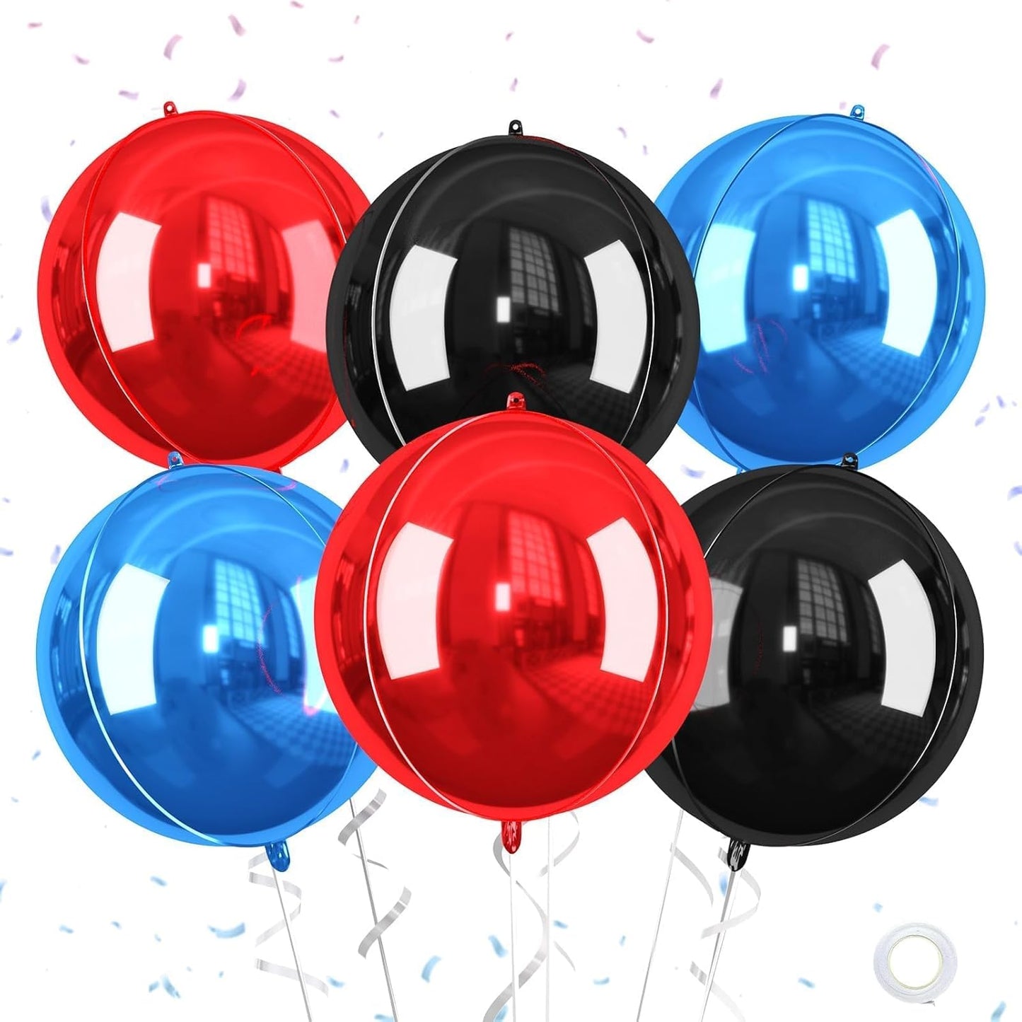 Giant Foil Balloons, 6Pcs Large Metallic Red Round Balloons, 22 Inch Big Round Foil Balloon for Red Birthday Party Baby Shower Wedding Decorations