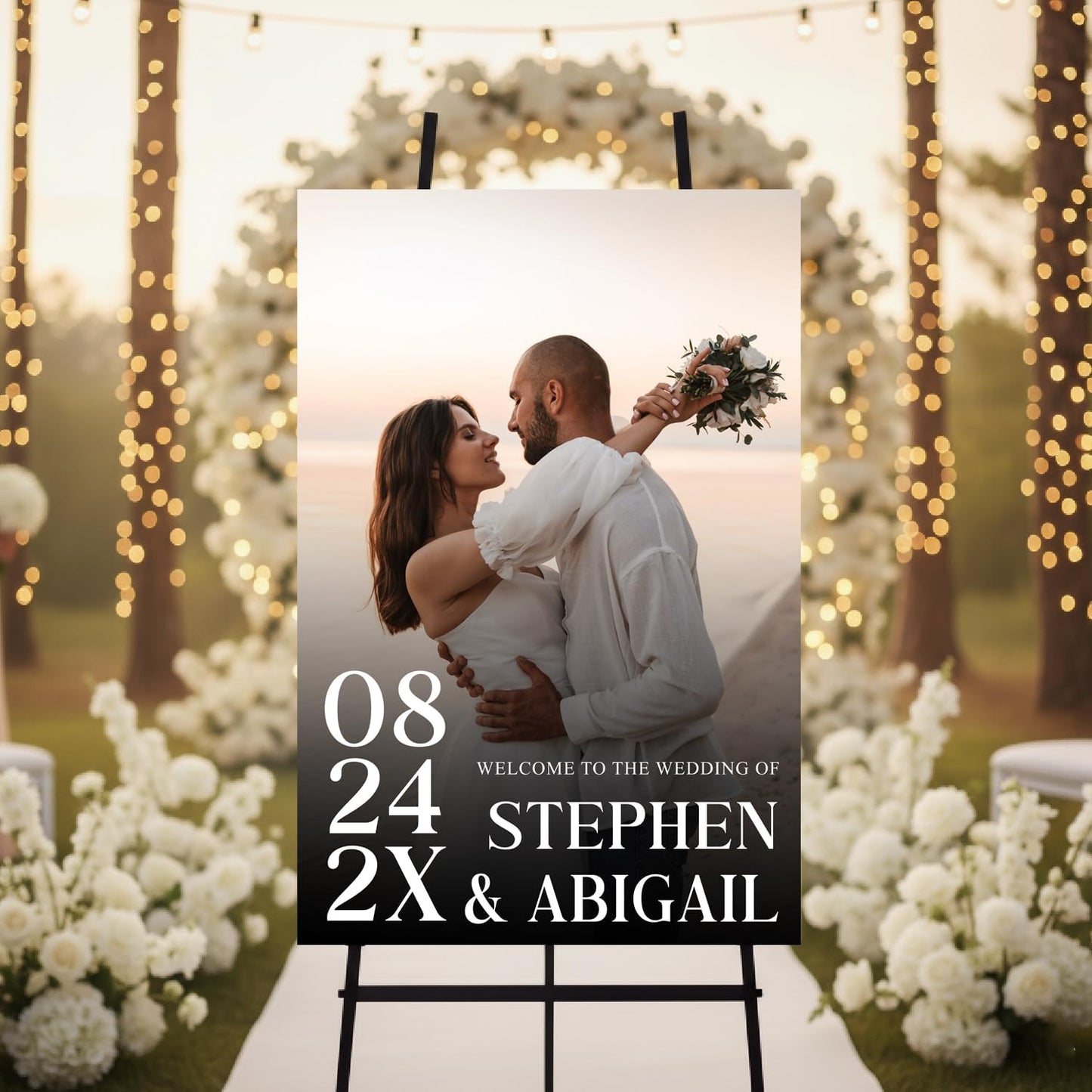 Personalized Wedding Photo Acrylic Welcome Sign – Custom Picture Board with Bride & Groom Names, Elegant Acrylic Wedding Reception Entrance or Ceremony Decoration, Indoor & Outdoor Keepsake Gift #13