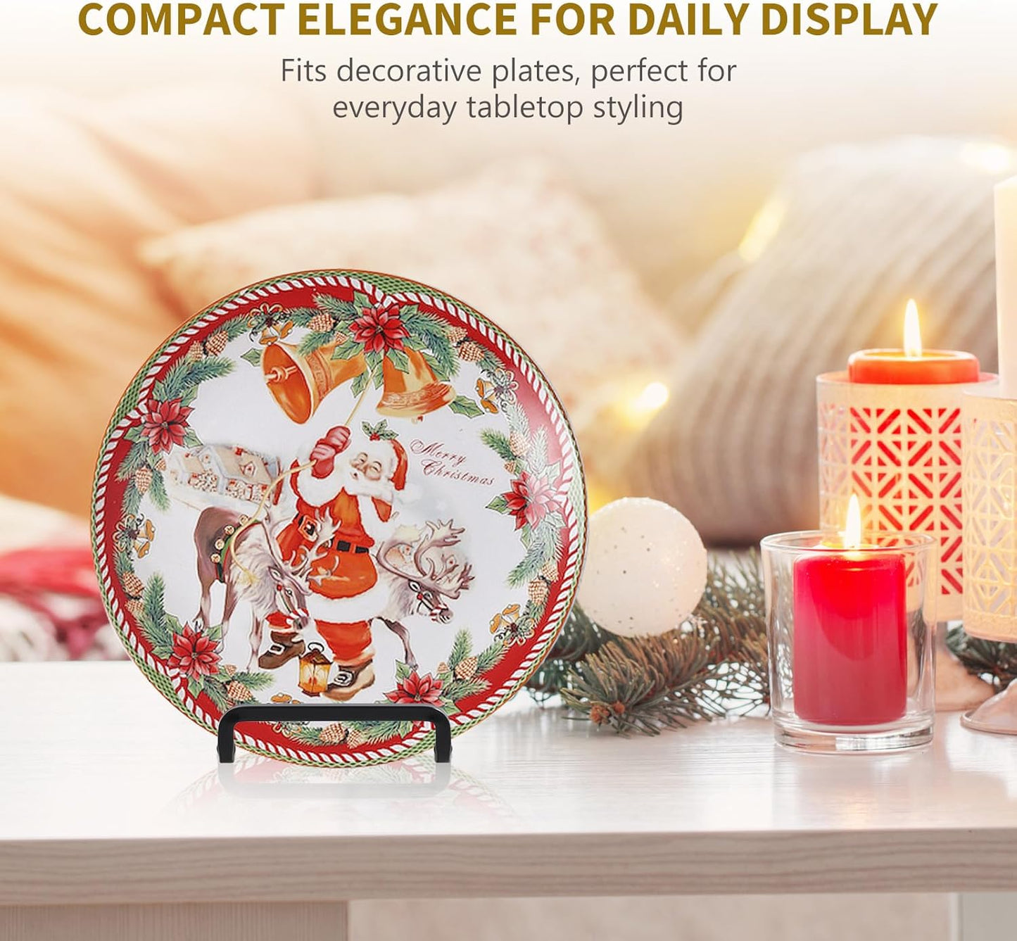 Plate Holder Easel Display Stand - 4.5 inch Metal Plate Stands for Display - Tabletop Picture Stand - Black Iron Easels for Display Pictures | Photo Frames | Book | Decorative Plates | Plaque - 1 Pack