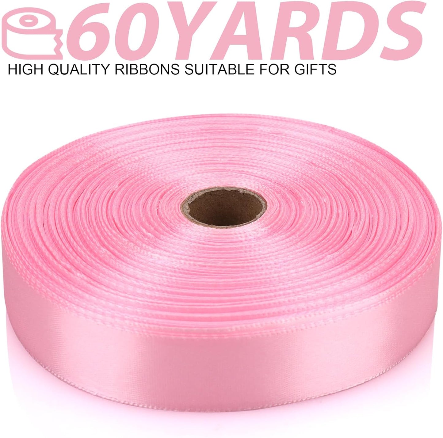 Light Pink Satin Craft Ribbon - 7/8 Inch, 60 Yards - Polyester, Multiple Occasions, Classic Style