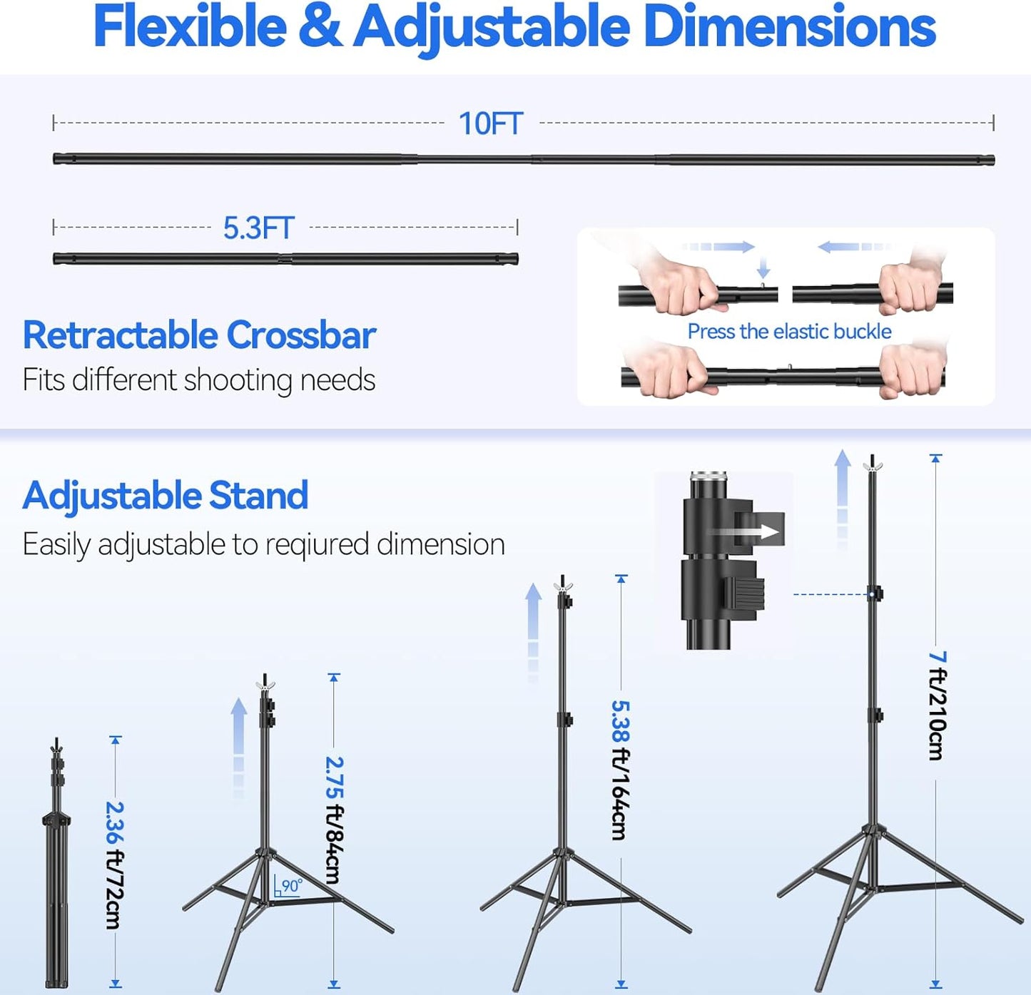 EMART Photo Video Studio 7 x 10ft Green Screen Backdrop Stand Kit, Photography Background Support System with 6 x 9ft 100% Cotton Muslin Chromakey Curtain