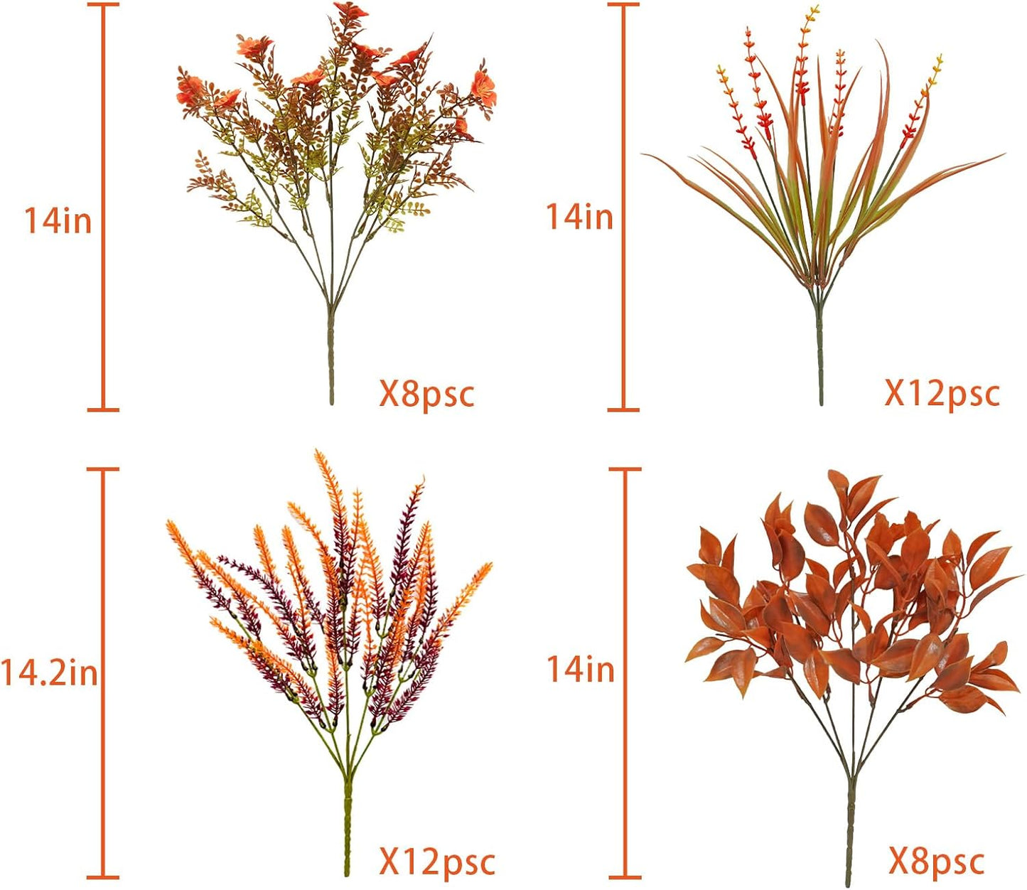 40 Pcs Artificial Fall Flowers Outdoor Faux Fall Plants UV Resistant Fall Flower Decorations for Home Front Porch Farmhouse Office Birthday Party Table Centerpiece Harvest