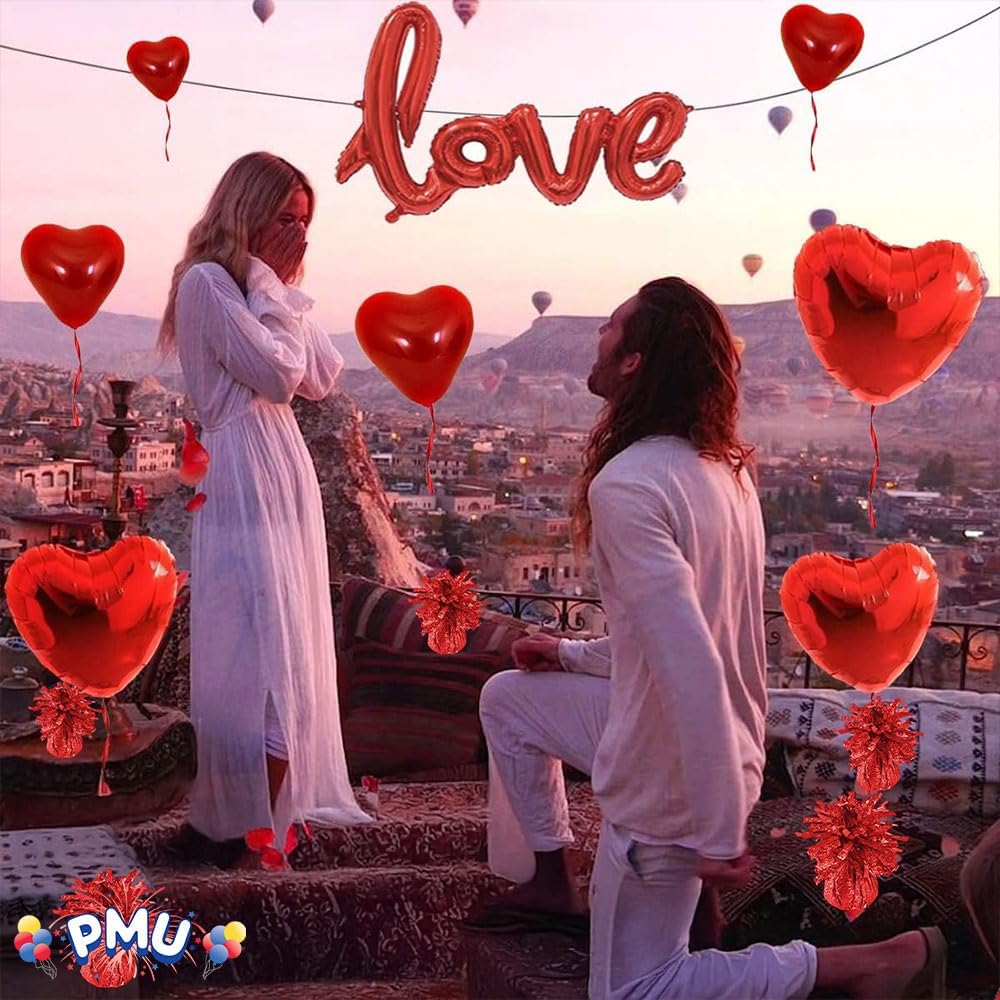 PMU 6 Pcs Kisses Balloon Weights - Decorative Balloon Weight for Christmas, Thanksgiving, Birthday, Party Favors, Wedding & Baby Shower - 6oz. Red, Pkg/6