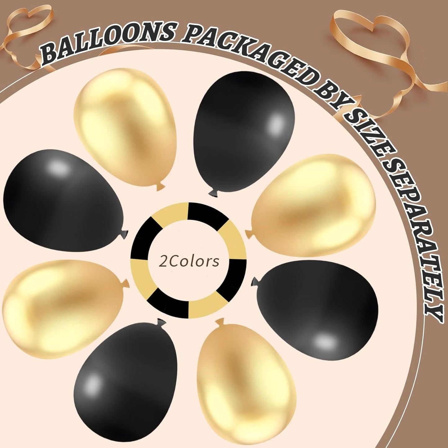 412Pcs Black and Gold Balloons Garland Arch Kit,18 12 10 5 Inch Different Size Black and Metallic Gold Balloons for Graduation Birthday Wedding Party Decorations