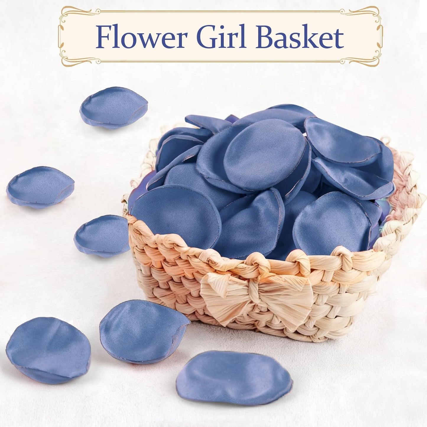 300pcs Dusty Blue Faux Silk Rose Petals - Ideal for Wedding Flower Girl Basket, Aisle Scatter, Dinner Table, Party Decor, and Valentine's Day Romance.