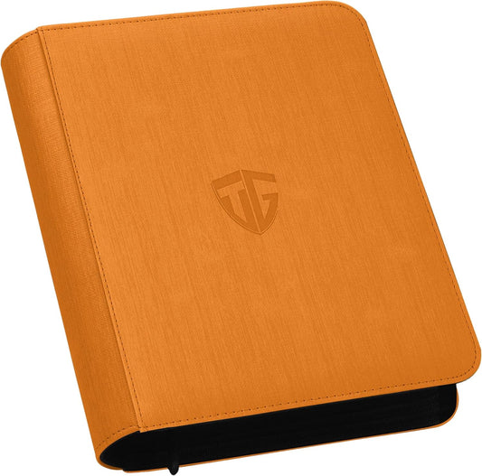 Toploader Binder,Holds 112 Toploaders, 4 Pocket Top Loader Binder for 3" x 4" Rigid Card Holders for Trading Cards or Sports Cards Binders(Orange)