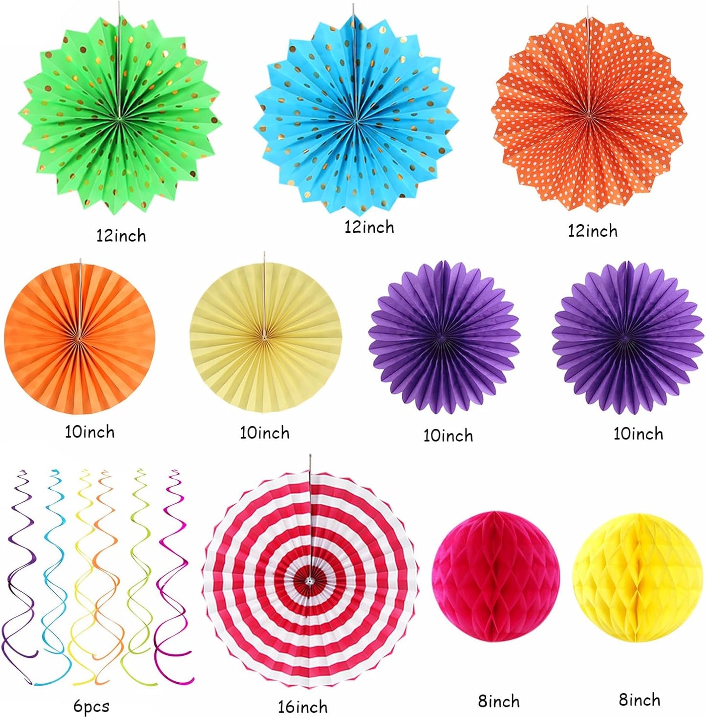 Rainbow Birthday Party-Decorations - 33pcs Colorful Banner,Mexican Theme Streamers Tassel Garland,Tissue Pom Poms Honeycomb,Paper Lantern Fans,Baby Shower Classroom Decor Supplies Hugtmr