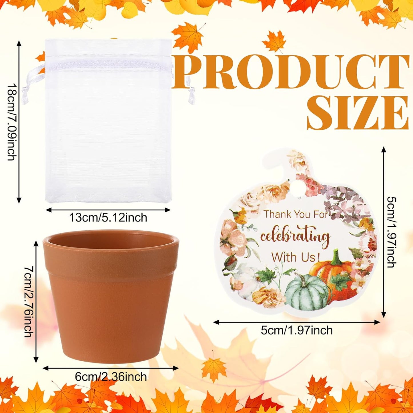 Ctosree 50 Sets Fall Baby Shower Seed Packet for Guests a Little Pumpkin is on The Way Gifts Include Self Adhesive Seed Packets Flowerpot Thank You Tags Organza Gift Bags for Baby Shower Party Favors