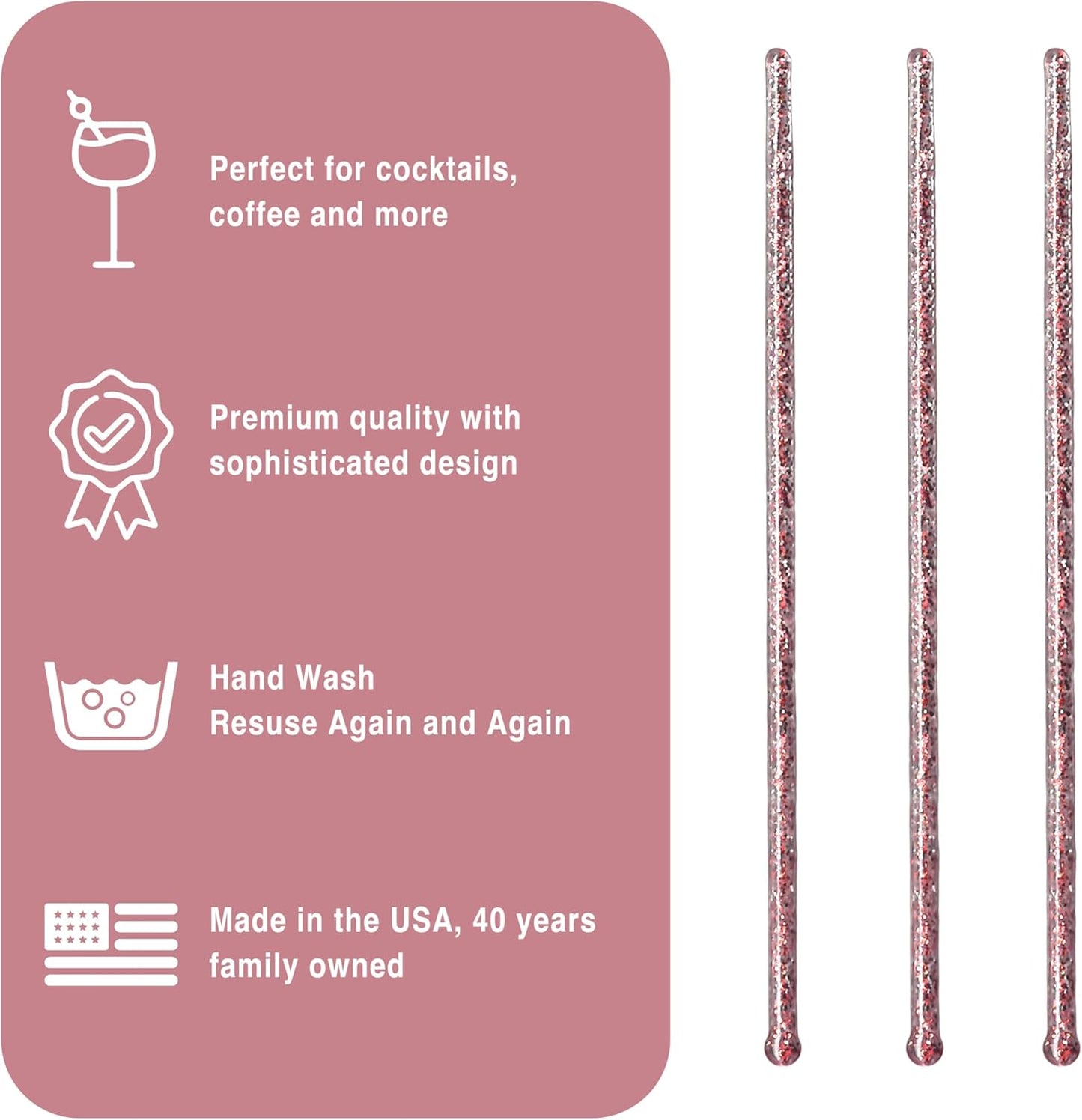 Coffee and Cocktail Stirrers, Reusable Plastic Drink Stirrer Sticks, 100 Ball Head Swizzle Sticks, Use as a Cocktail Garnish or Cake Pop Stick, and Restaurant Supplies, 6 inch (Pink)