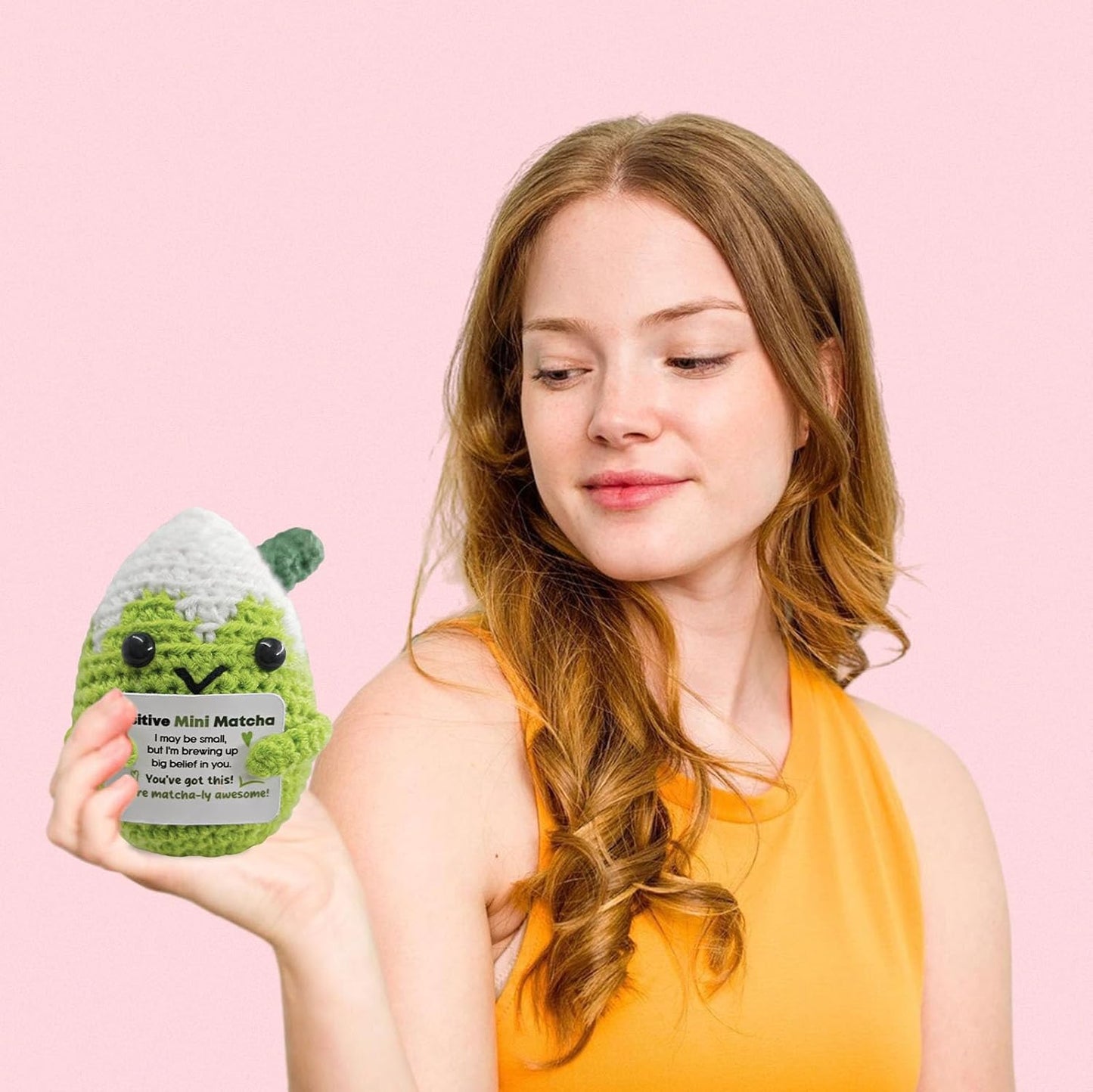 Handmade Matcha Companion Crochet Gift - Motivational Present for Her,Colleague,Friends,Matcha Loverv,Cheerful Holiday or Birthday Keepsake