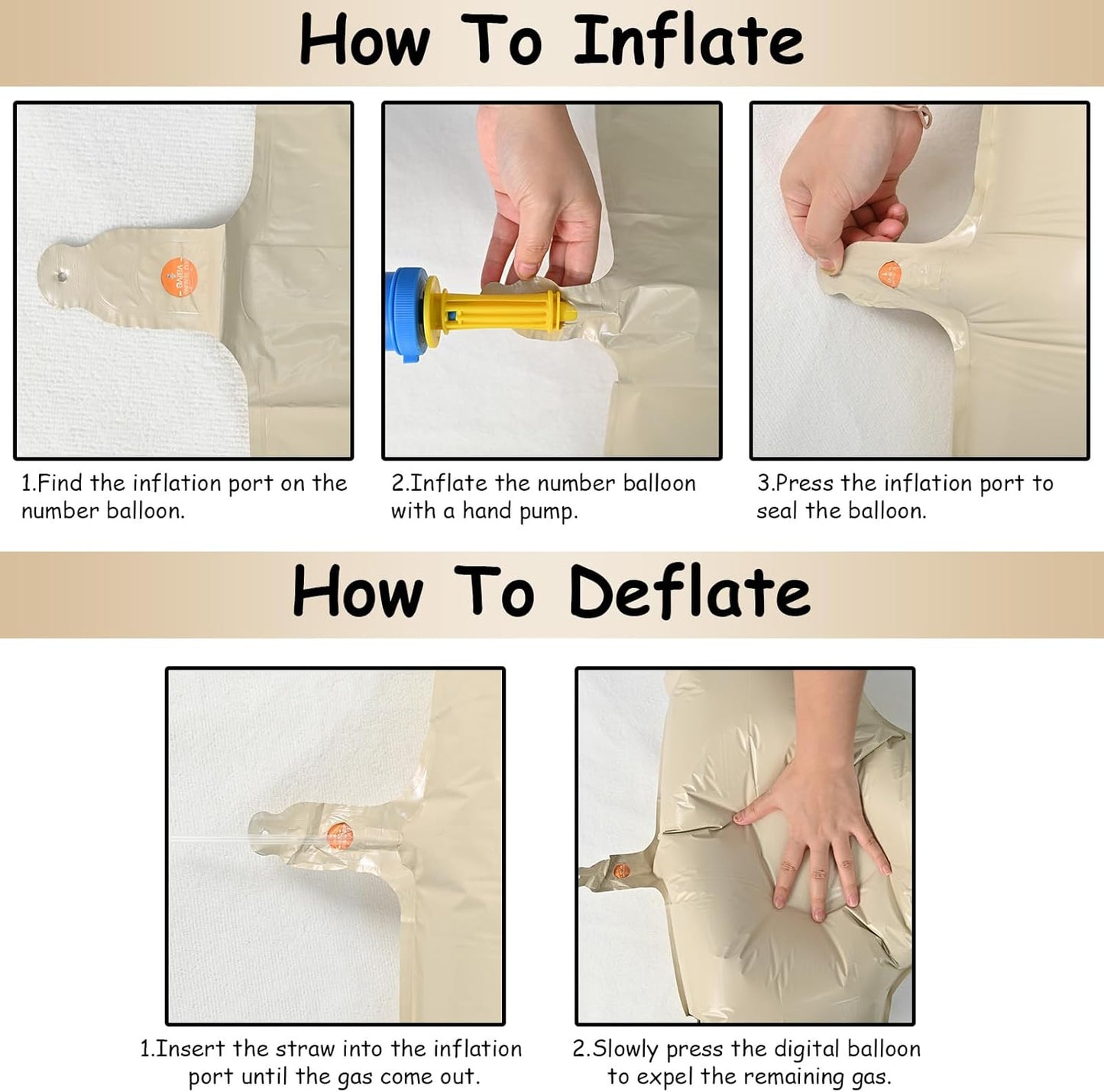 40 Inch Large Cream Numbers Balloons 0-9, Self Inflating White Sand Foil Number 0 Helium Balloon for Boy Girl, Big Beige Digit 0 Balloons for Women Men 30 40 50 60 70 80 100 Birthday Party Decoration