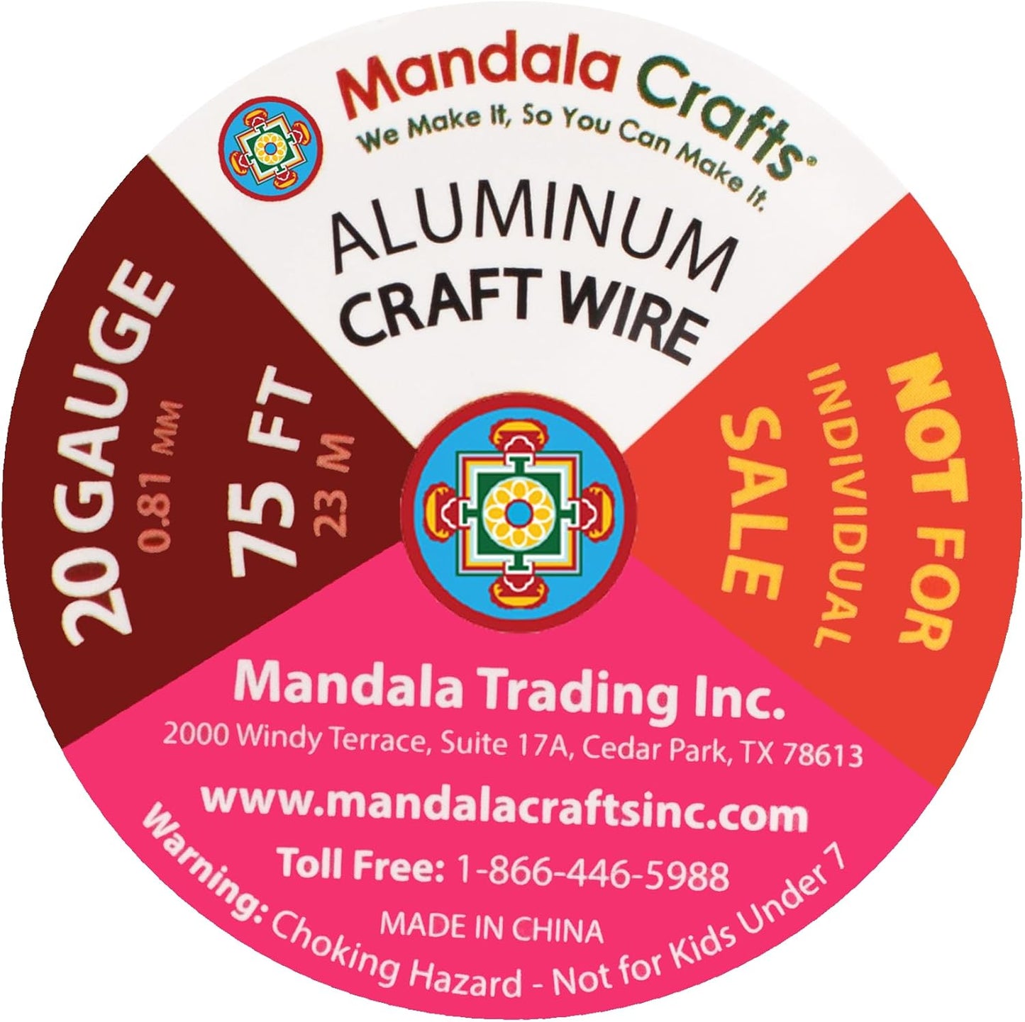 Mandala Crafts 20 Gauge Anodized Aluminum Craft Wire for Jewelry Making - 450 FT Colored Flexible Silver Lavender Purple Pink Ice Blue Turquoise Wire - Bendable for Bonsai Armature Crafting Sculpting