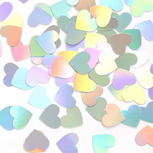 Iridescent-Disco Party-Decorations Heart Confetti - 300pcs Wedding Birthday Dining Table Centerpiece,Bachelorette Baby Bridal Shower Engagement Holographic Decor Lasting Surprise