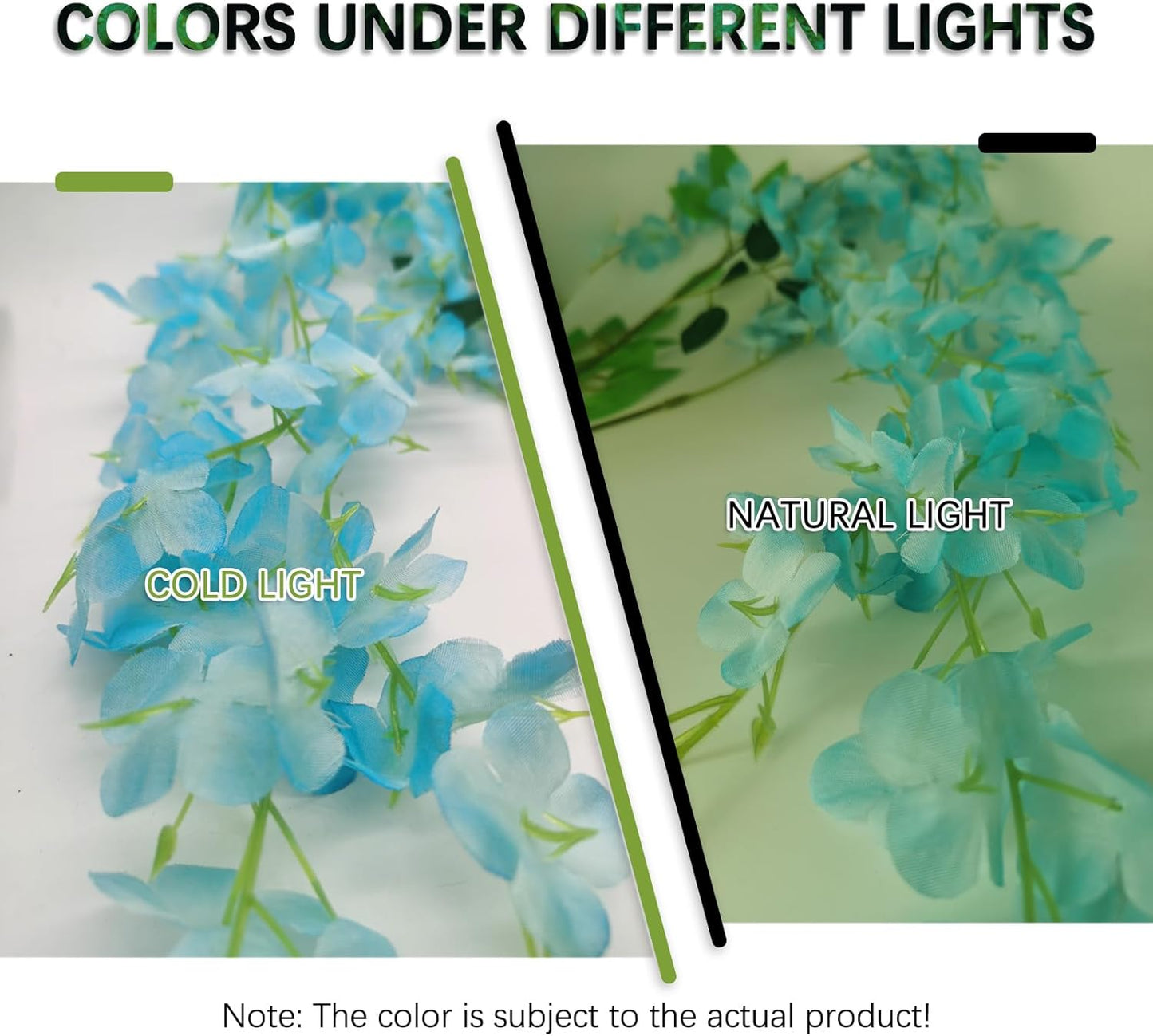 24 Pack Lake Blue Wisteria Hanging Flowers Garland, 3.77 Feet Artificial Flower Vines, Fake Wisteria, Artificial Vines Hanging Garland for Backdrop Outdoor Yard Garden Decor