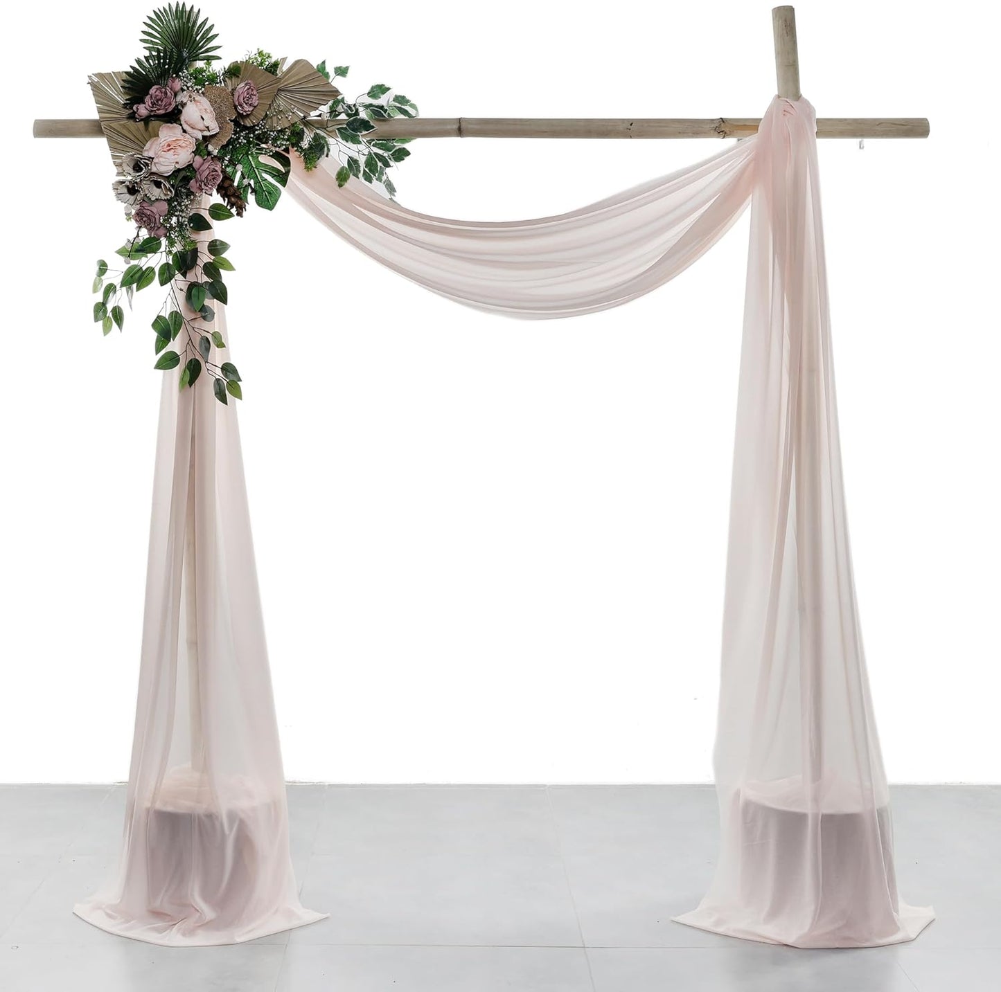 VDS Pack of 2 Panel (30 Inch X 50 Feet) Wedding Arch Draping Fabric Sheer Chiffon Fabric Drapery for Wedding Ceremony Reception Swag Backdrop Canopy Chuppah ARBO Altars Decoration (Nude)