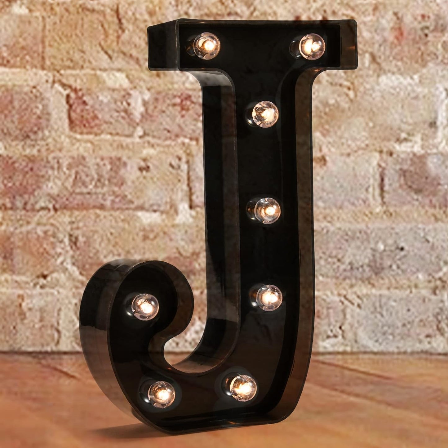 Decorative LED Illuminated Letter Marquee Sign - Alphabet Marquee Letters with Lights For Wedding Birthday Party Christmas Night Light Lamp Home Bar Decoration J, Black