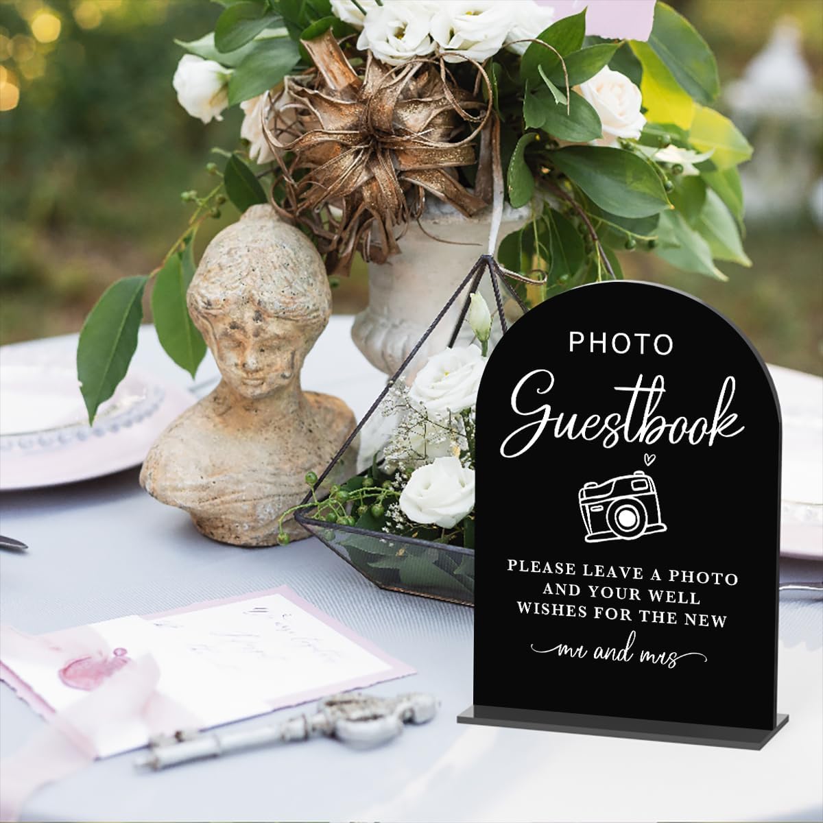 Acrylic Wedding Sign Photo Guestbook Sign for Wedding Wedding Signs for Ceremony Modern Calligraphy Arch Acrylic Table Top Sign for Wedding Reception and Event Party Table(black）