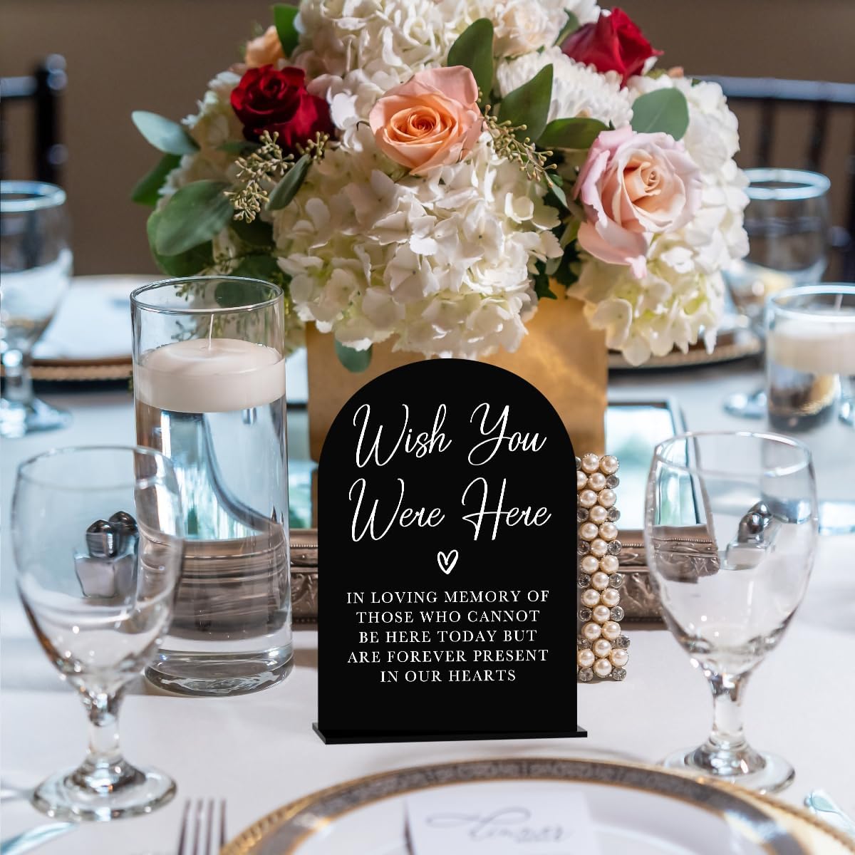 Acrylic Wedding Sign Wedding Signs for Ceremony Wish You Were Here Sign for Wedding Modern Calligraphy Arch Acrylic Table Top Sign for Wedding Reception and Event Party Table(black）