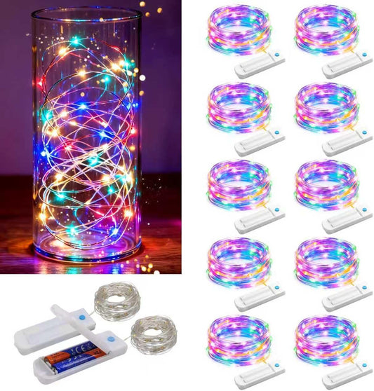 ZNYCYE 10 Pack 10ft 30 LED Mason Jar String Lights 8 Modes with Timer Waterproof Fairy Lights Upgraded Battery（Included Operated for DIY Wedding Party Mason Jar Christmas Decorations (Multi-Color)