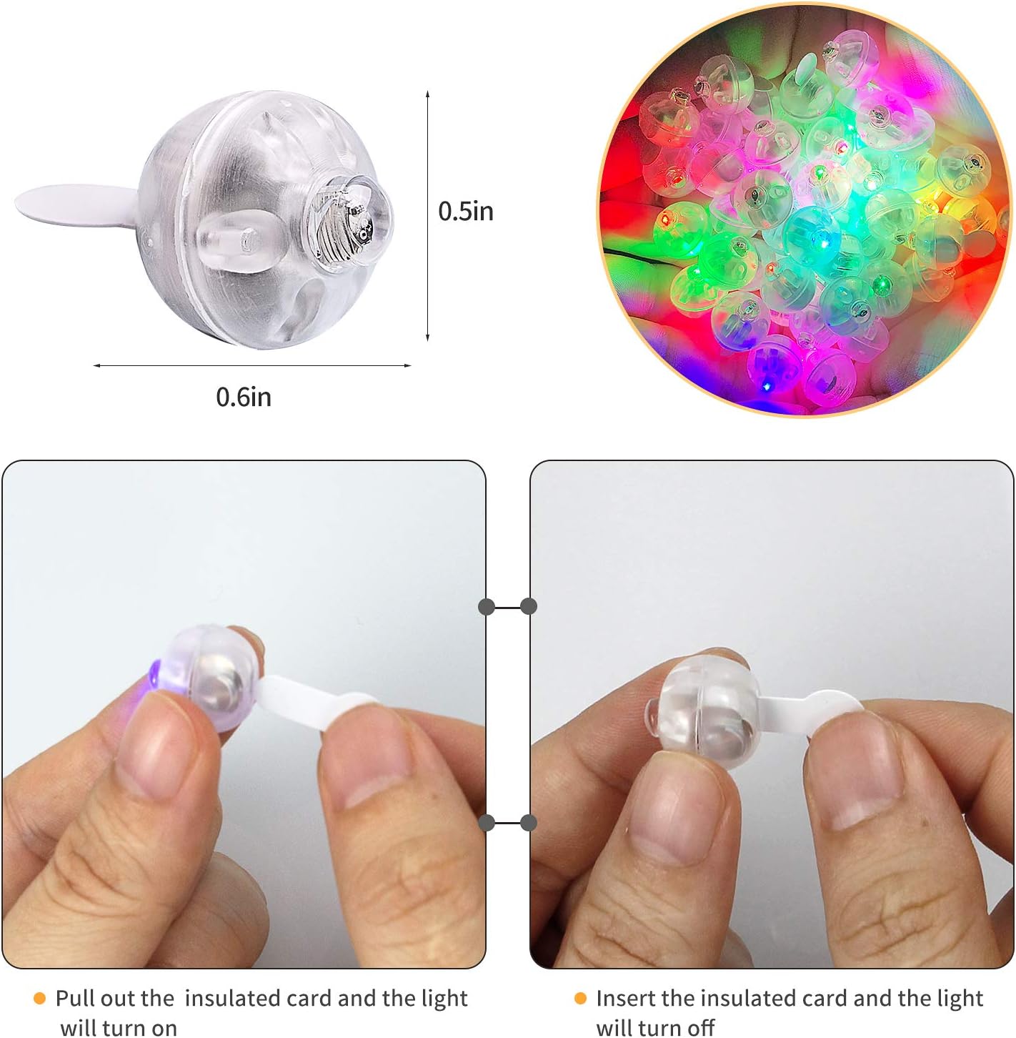 Aogist 50pcs Multicolor Balloon Lights,Long Standby Time Waterproof Mini Light,Battery Powered,Round LED Ball Lamp for Latex Balloon Paper Lantern Party Wedding Festival Christmas Halloween Decorative