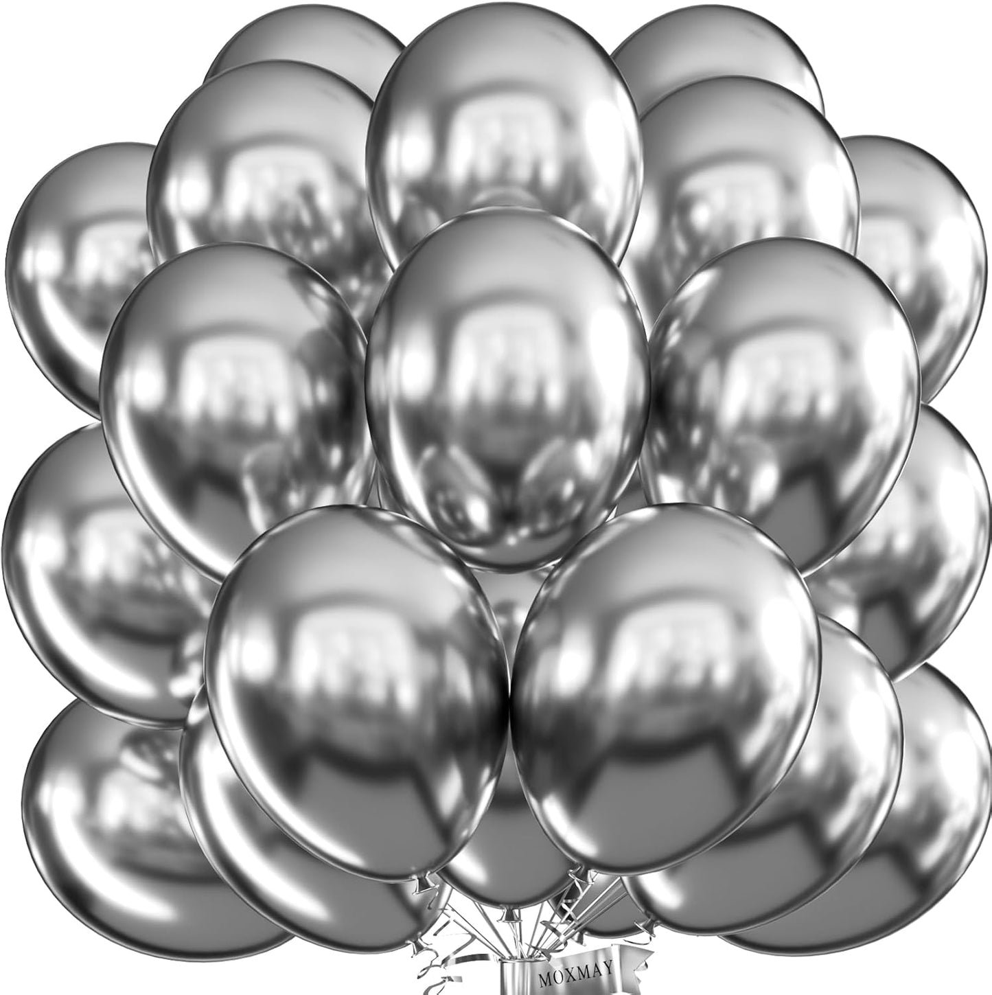Metallic Silver Balloons, 50 Pcs 12 Inch Silver Chrome Latex Balloons for Balloon Garland or Arch as Wedding, Birthday, Disco Party Balloons Decorations