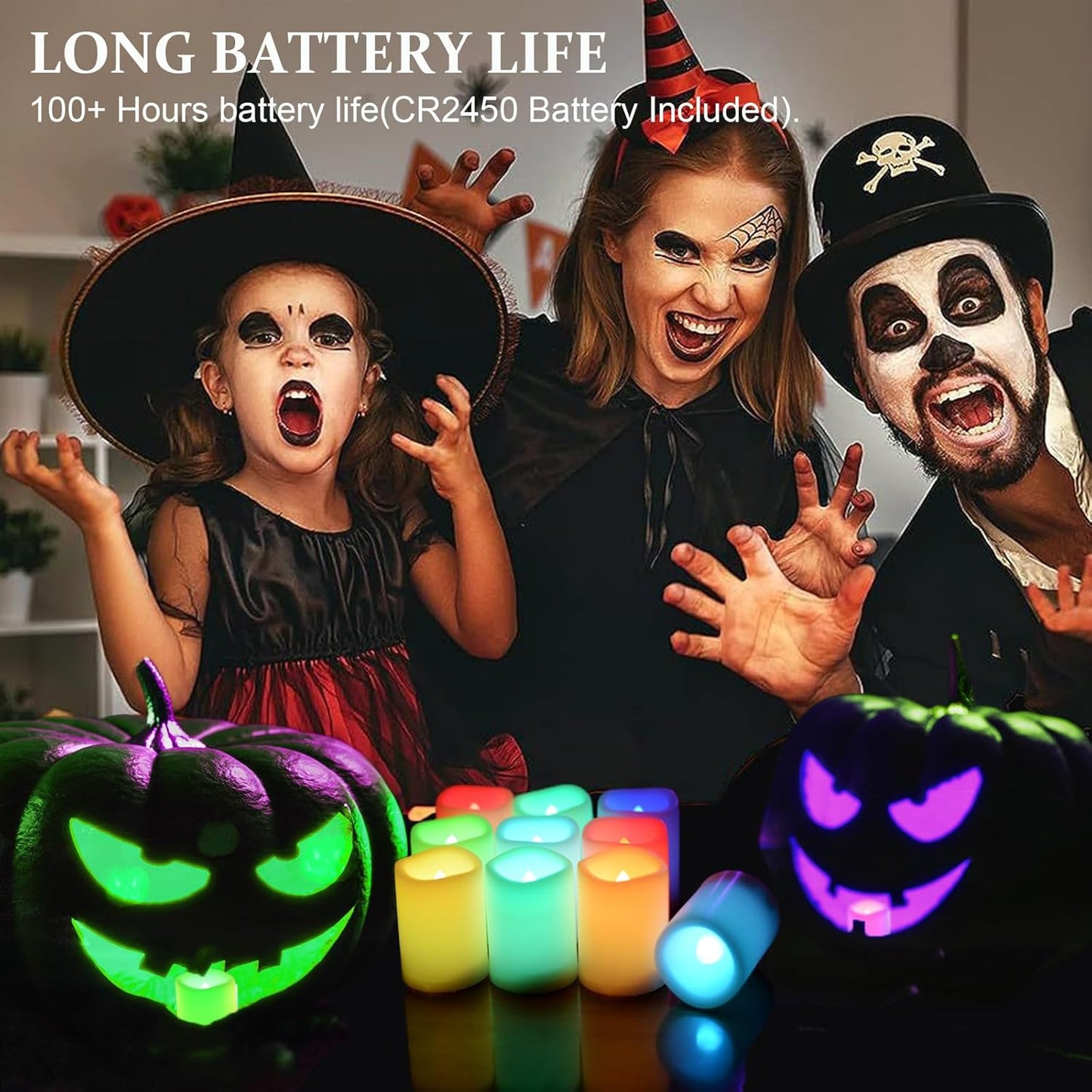 SWEETIME Colored Flameless Votive Candles with Timer-Color Changing Led Tea Light,Battery Operated RGB Votive Candles,Rainbow Tealights Party Decor,1.5"x 2",Set of 10