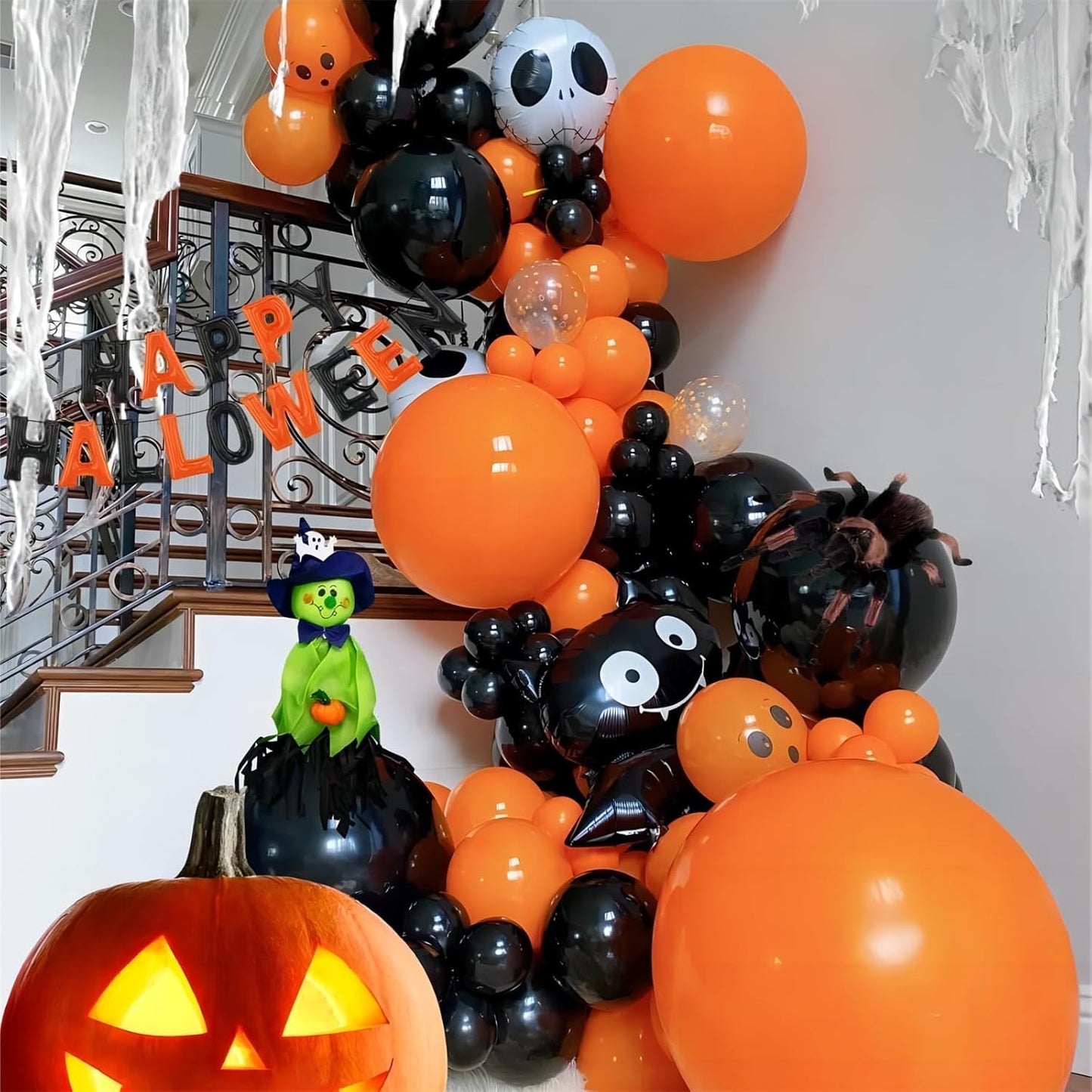 100pcs Orange Balloons, Helium Quality 12 inch Orange Latex Party Balloon for Birthday, Baby Shower, Graduation, Halloween Party Decor (66ft Ribbons)