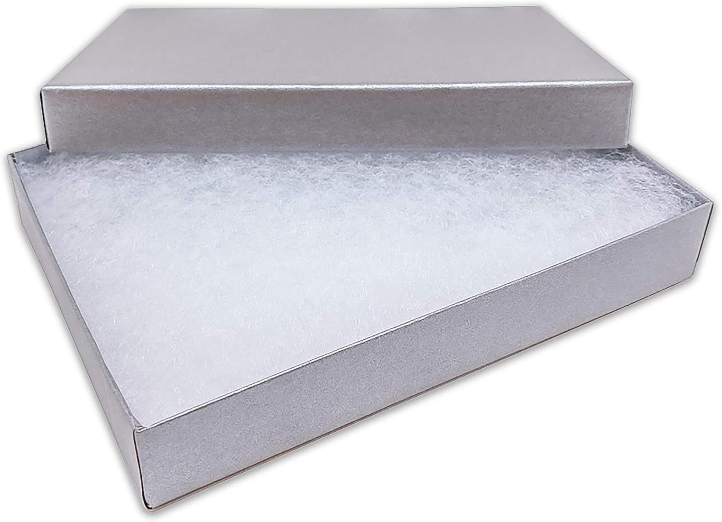 TheDisplayGuys - 25-Pack #53 Kraft Paper Cardboard Gift Boxes/Jewelry Cases w. Cotton Padding & Lid - Pearl Grey - (5.4" x 3.9" x 1.0")